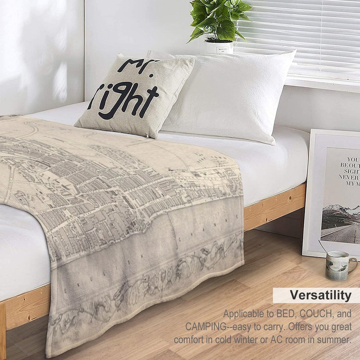Old Brighton UK Map (1851) Vintage Southern England City Atlas Multi-functional Throw Blanket