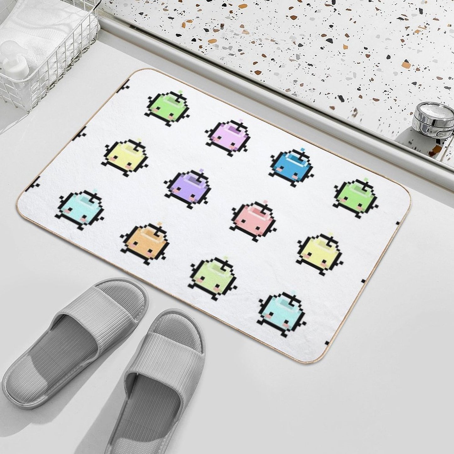 Stardew Valley Pastel Junimos Anti-Trip Bath Mat