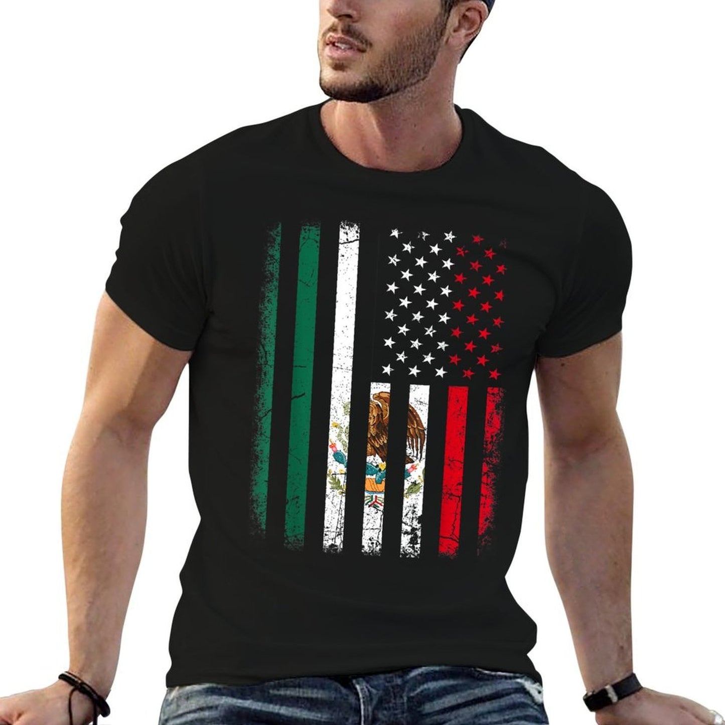 Mexican American Mexican Roots Mexico America Rolled Sleeves T-Shirt