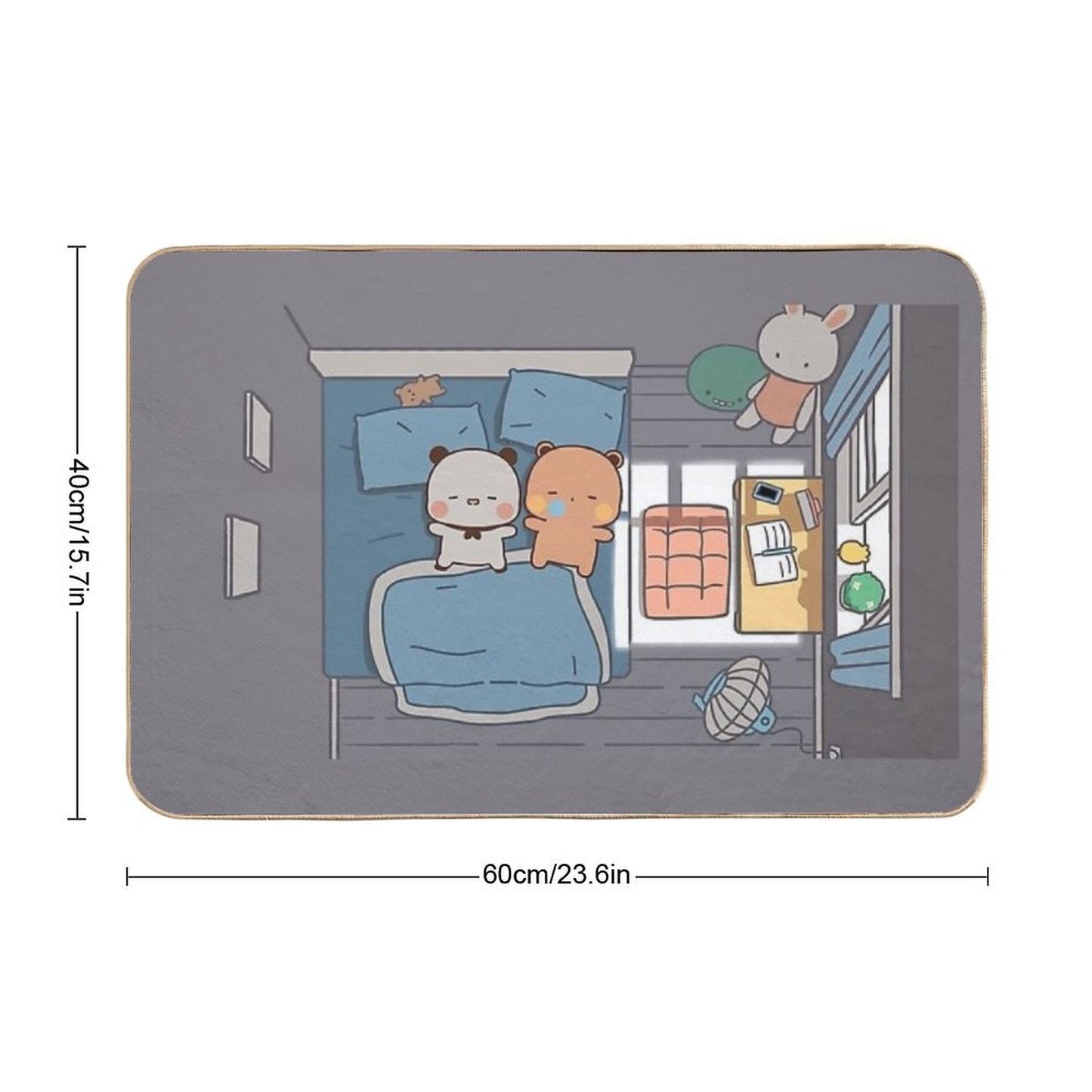 Bubu And Dudu Sleeping Cozy Cute Bear Couple Panda Yier Bubu Brownie Bear Anti-Trip Bath Mat
