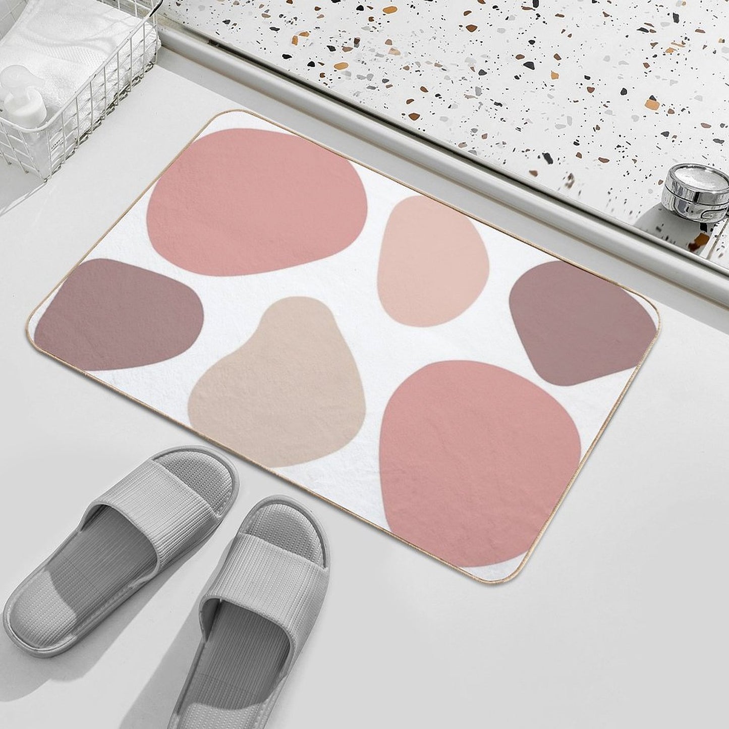 Vintage Pink Beige Leopard Stain-Proof Bath Mat