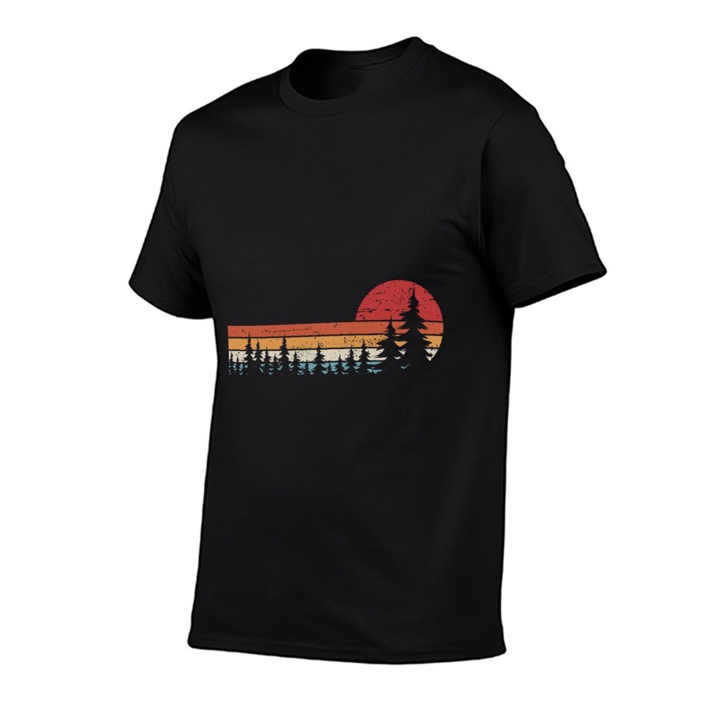 Trees Wildlife Nature Retro Forest Heathered Texture T-Shirt