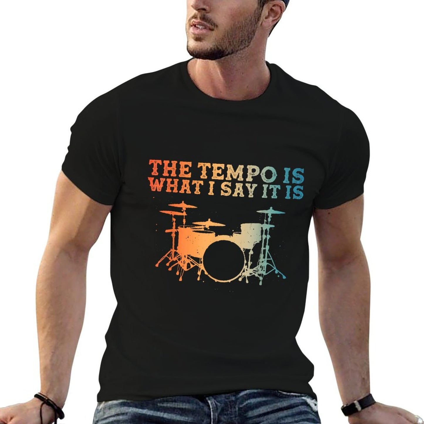 Unique Drummer Art For Men Women Percussion Drumming Drummer Fade-proof Color T-Shirt