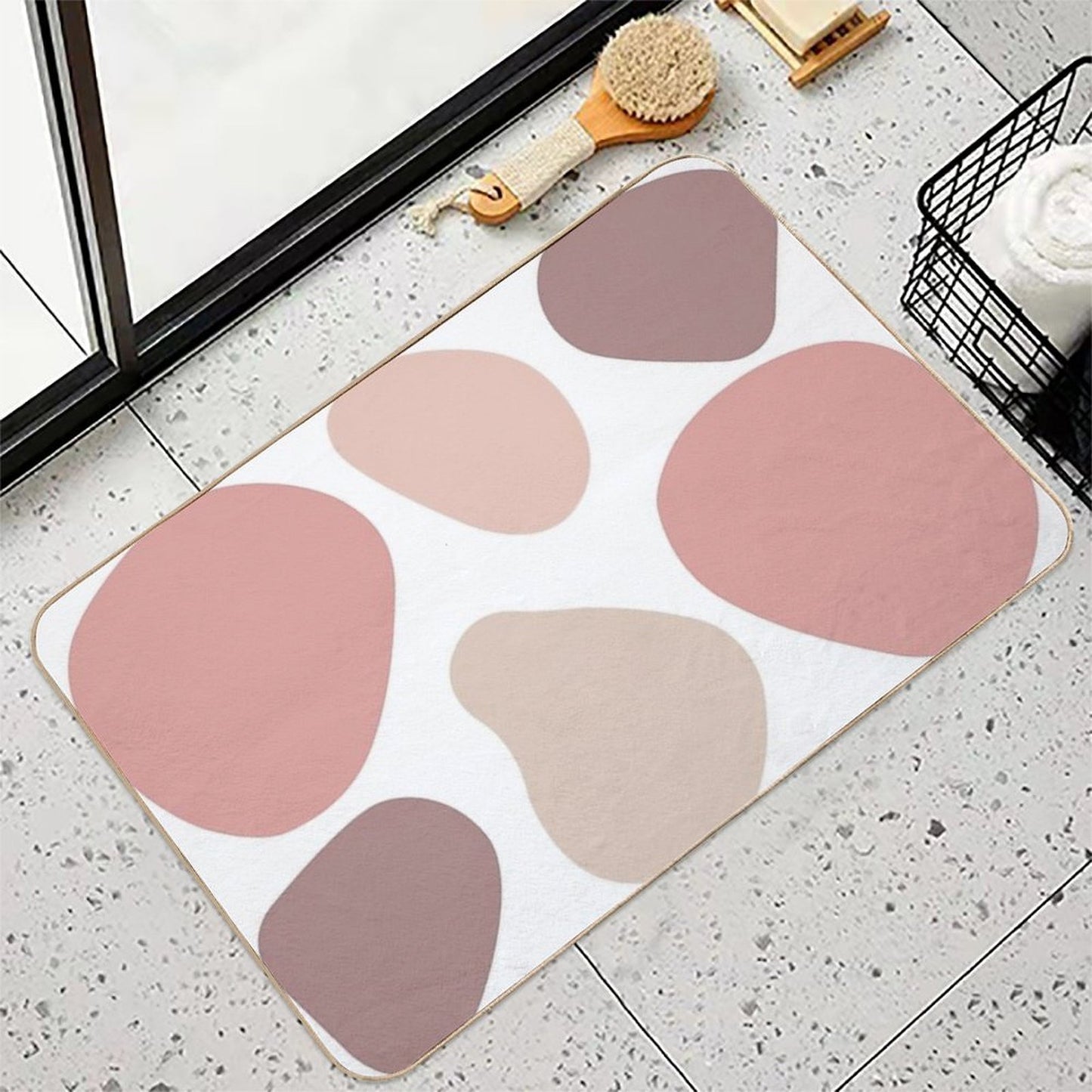 Vintage Pink Beige Leopard Stain-Proof Bath Mat