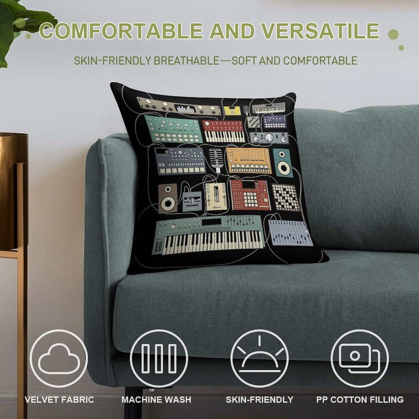 Electronic Musician Synthesizer And Drum Machine Dj Soft Easy Maintenance Throw Pillow