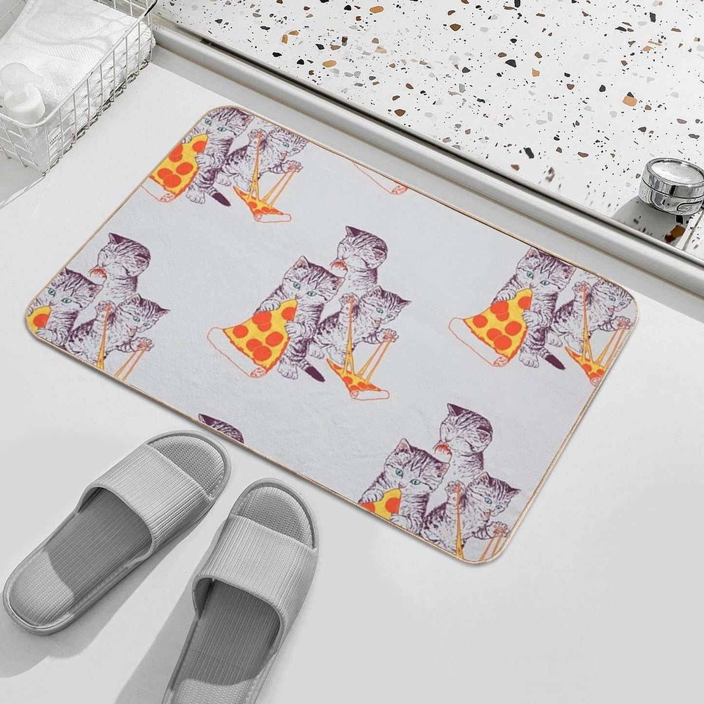 Pizza Kittens Easy To Clean Bath Mat