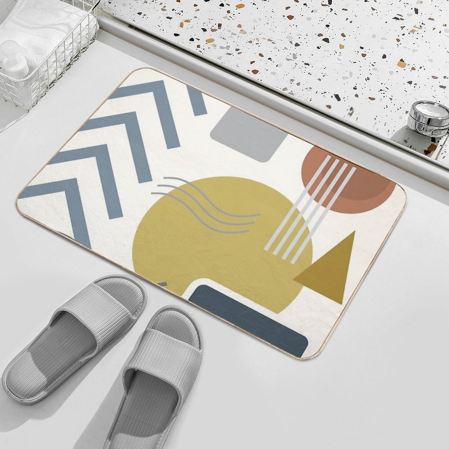 Mid Century Modern Geometric 3 #redbubble #stickers #posters #artprint Dirt-Trapping Bath Mat