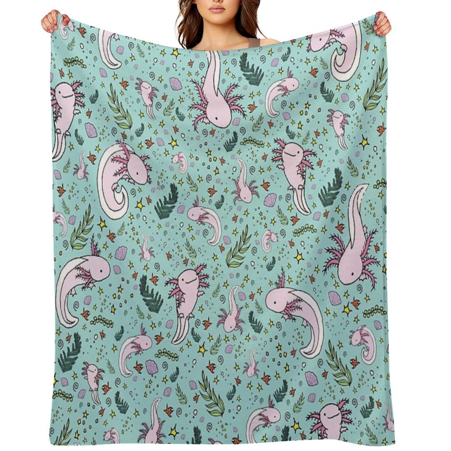 Axolotl Plush Throw Blanket