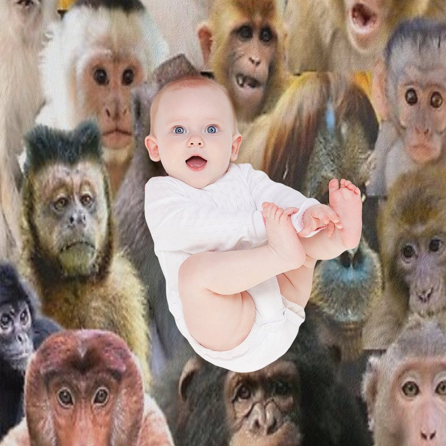 Monkies Smiles Sustainable Throw Blanket