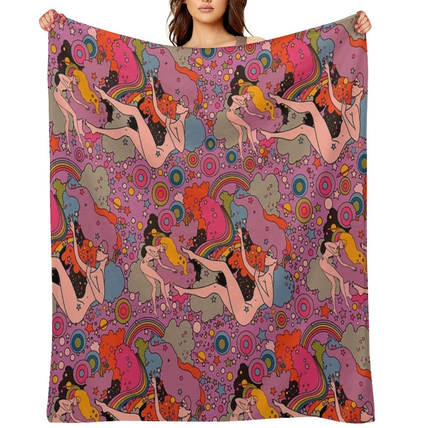 PINK SPACE VIOLET GIRLS All-season Throw Blanket