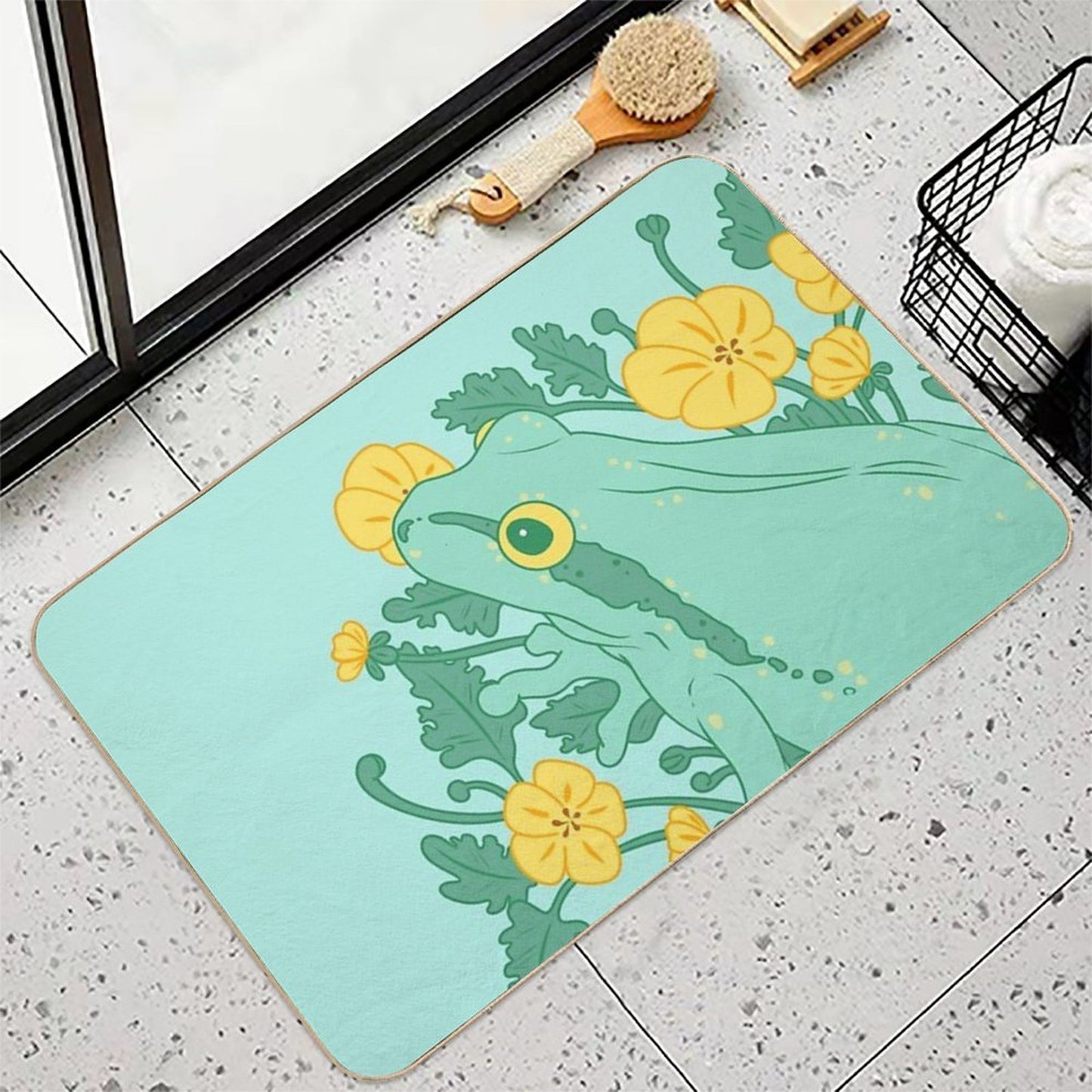Toe of Frog Buttercups Repositionable Bath Mat
