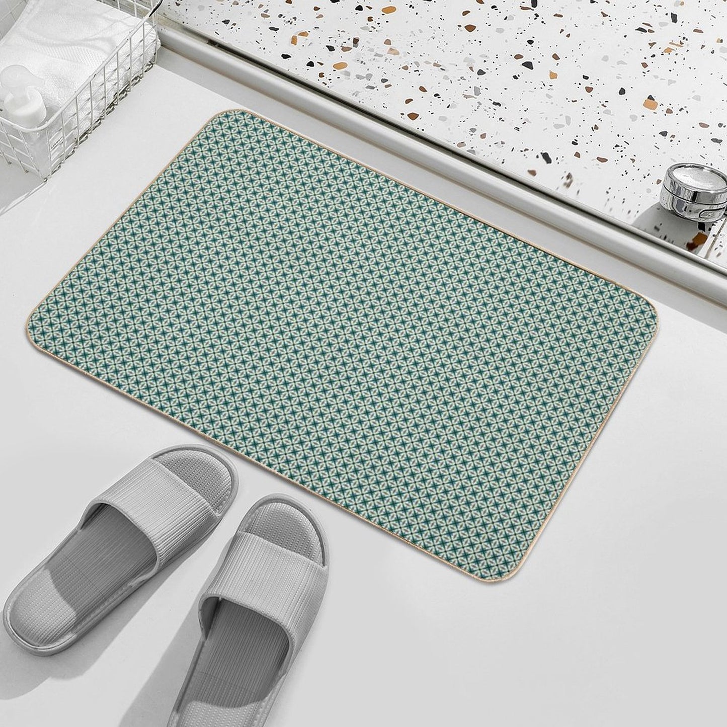 Tiny Diamond Petals in Green Odorless Bath Mat