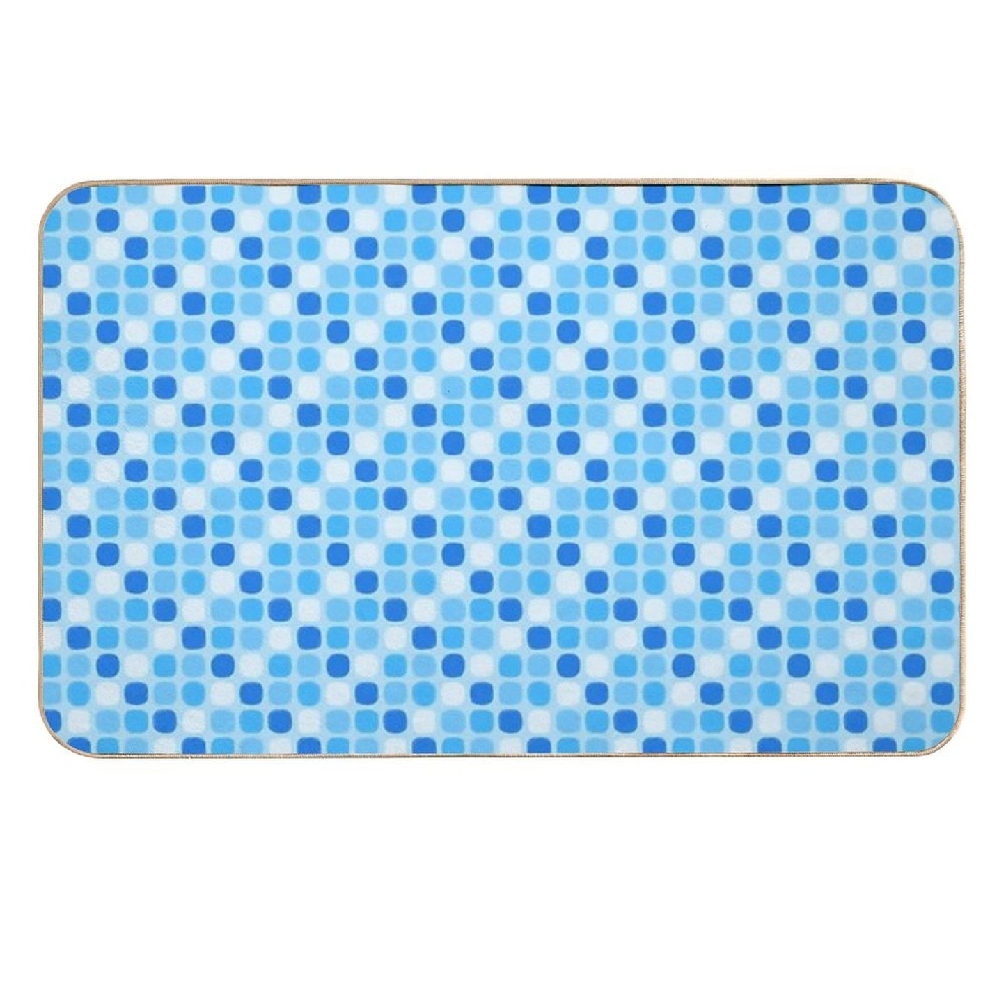 Simple Design - Blue Square Pattern Slip-Resistant Bath Mat