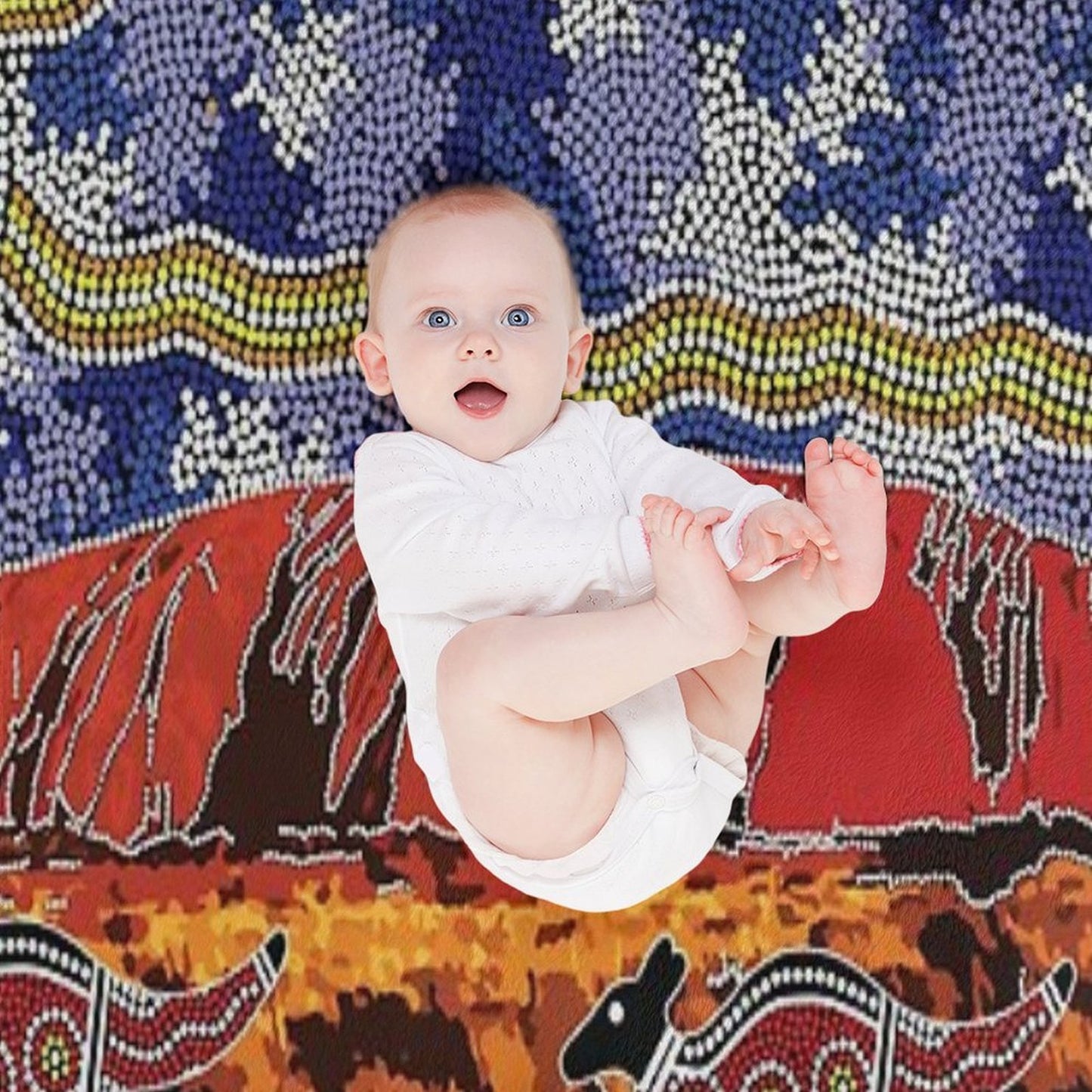 Authentic Aboriginal Art - Uluru Sky All-season Throw Blanket