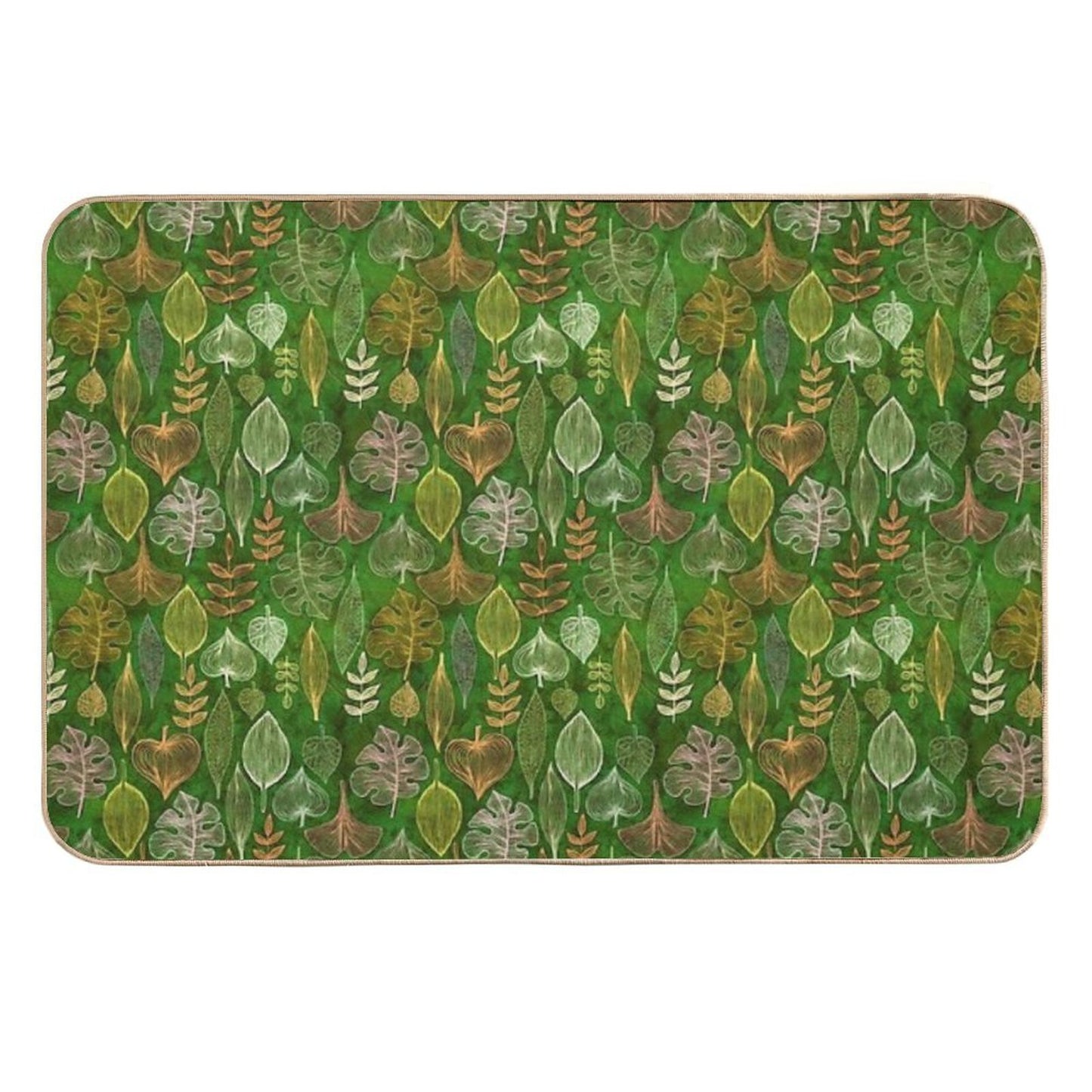 Leaves on Green Easy Maintenance Bath Mat