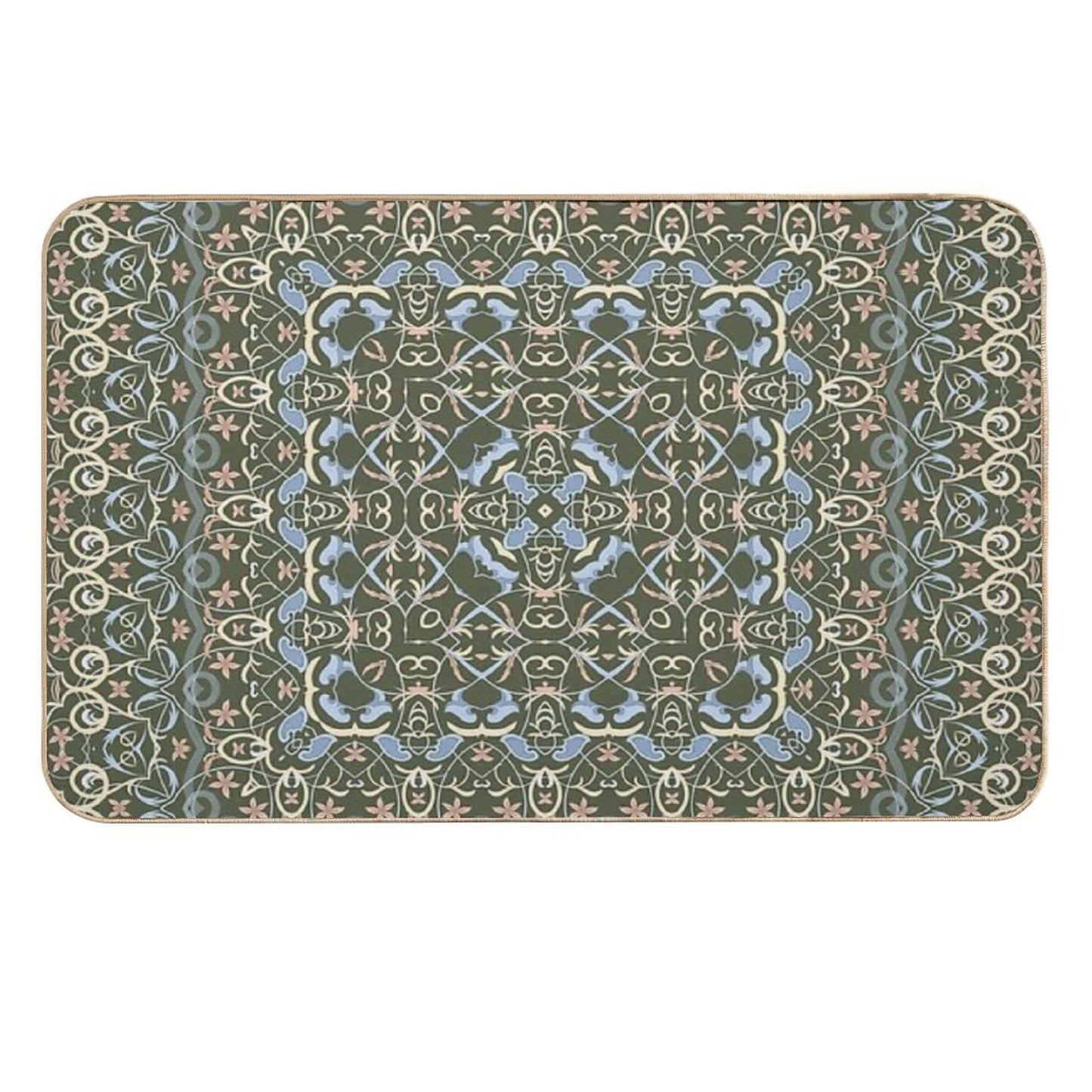 Arabic Ornate Square Pattern Multi-Purpose Bath Mat
