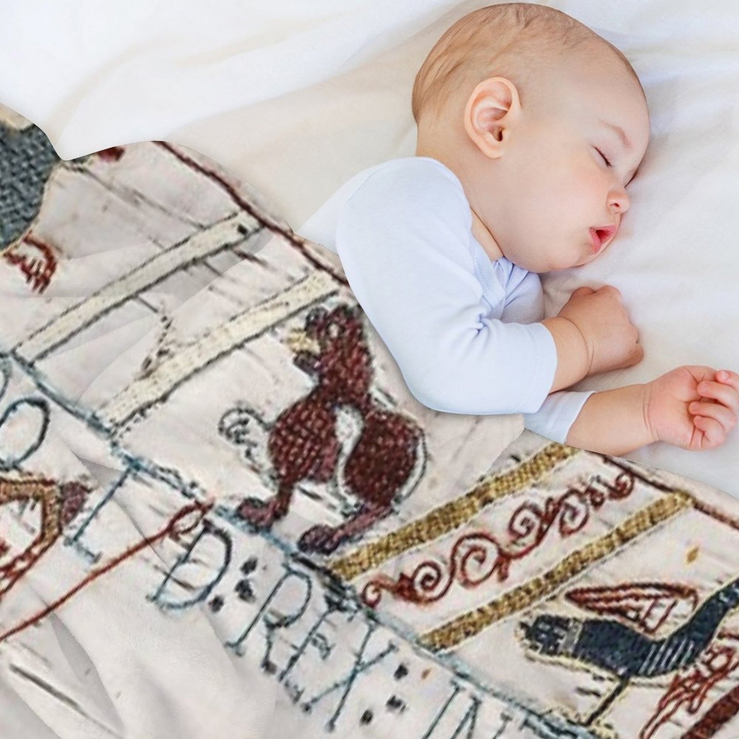 THE BAYEUX TAPESTRY ,The Death of King Harold at Battle of Hastings. Shrink-resistant Throw Blanket