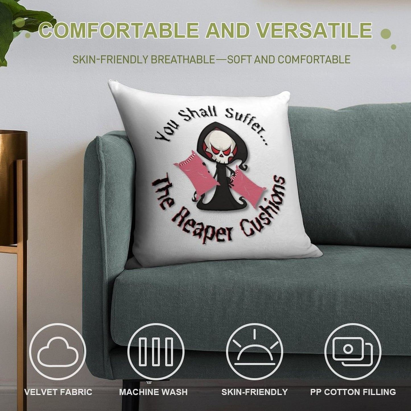 The Reaper Cushions Soft Style Accent Throw Pillow