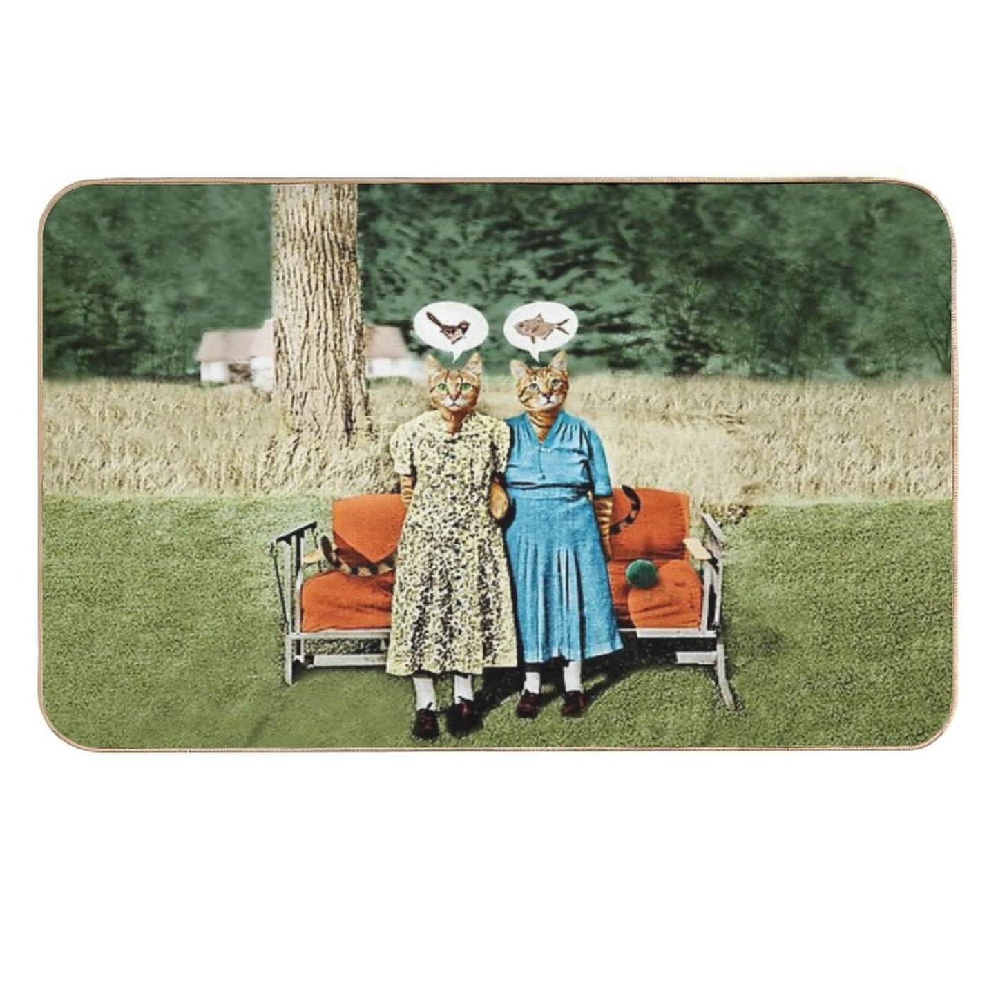 Two Cool Kitties What's for Lunch Fade-Resistant Bath Mat