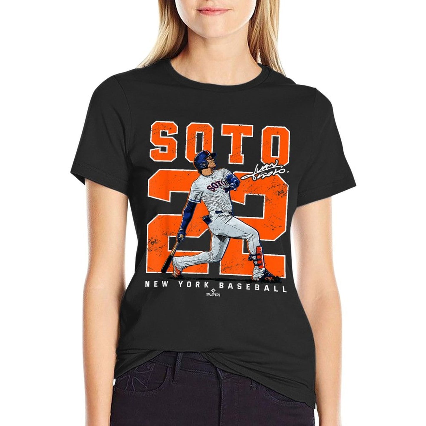 Number & Portrait Juan Soto New York Baseball MLBPA Fade-proof Color T-Shirt
