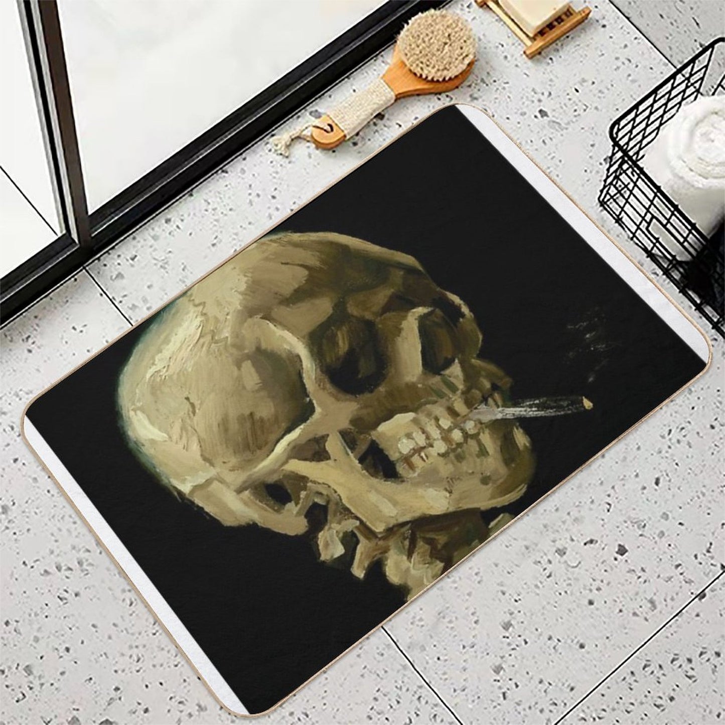 Vincent Van Gogh - Skull of A Skeleton with Burning Cigarette Long-Lasting Bath Mat