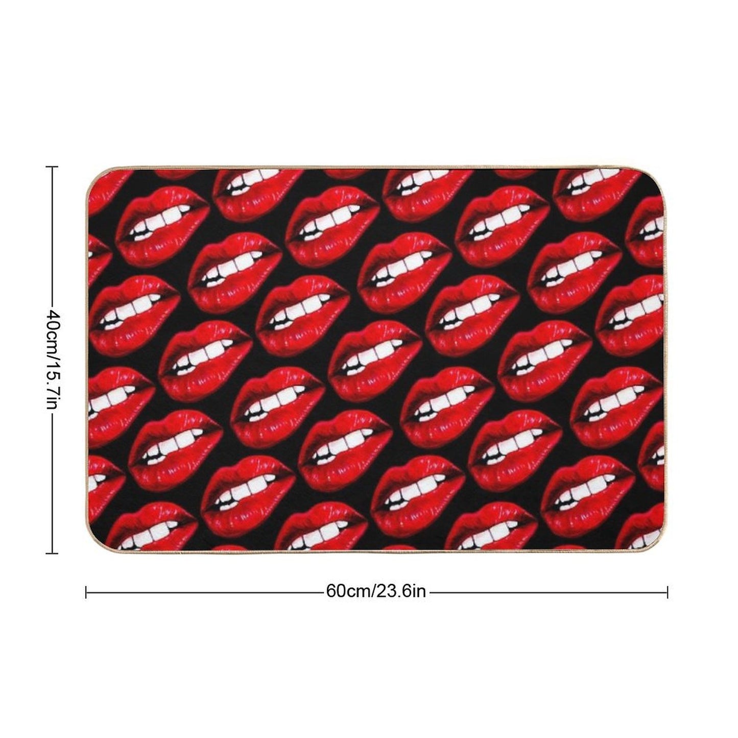 Lip Pattern - Black Stain-Proof Bath Mat