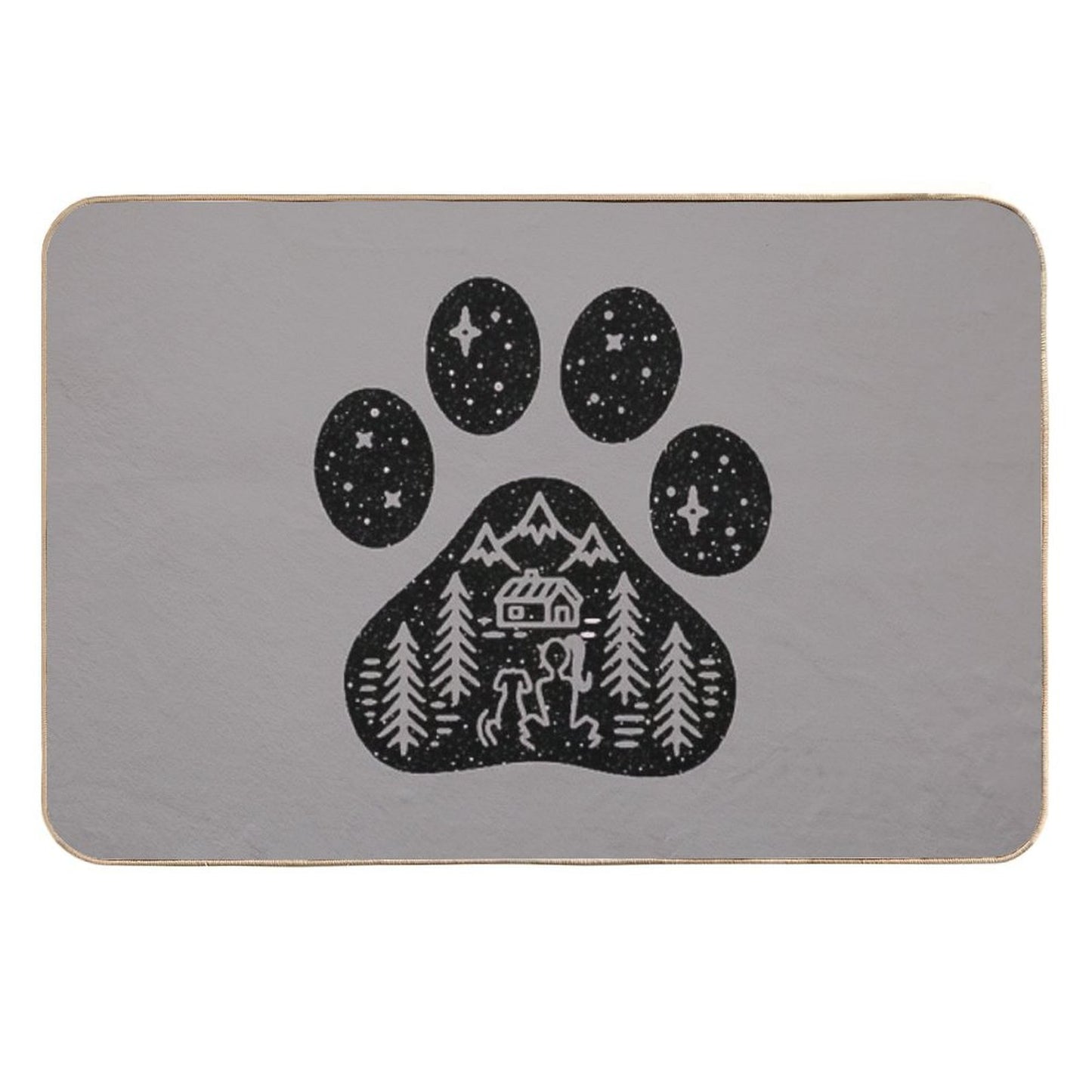Dog Paw Camping Best Gift for Puppies Lover Dirt-Trapping Bath Mat