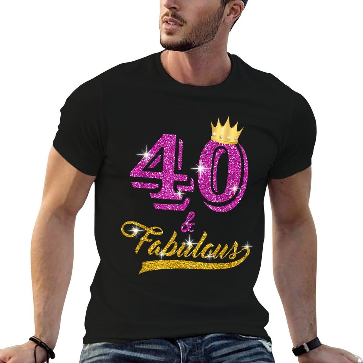 40 And Fabulous 40 Yrs Old B-day 40th Birthday Gift Easy-care T-Shirt