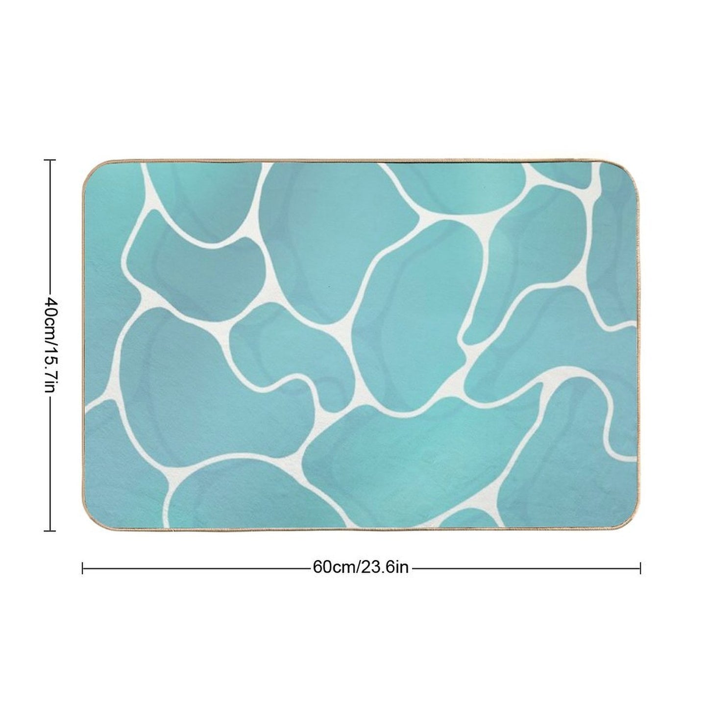 Blue Water Ocean Illustration Fade-Resistant Bath Mat