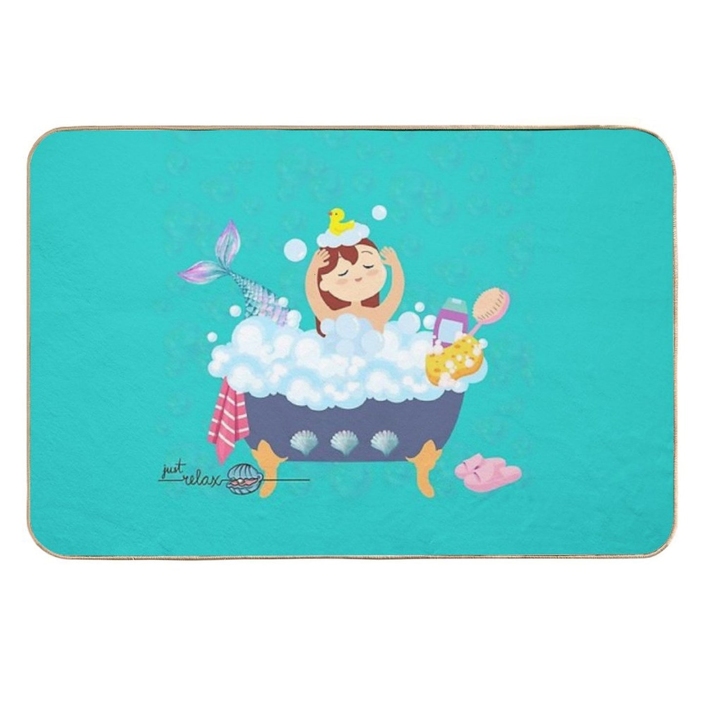 Just Relax Girl in Bathtub Fade-Resistant Bath Mat