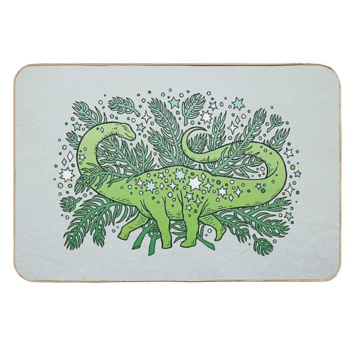Evergreen Apatosaurus Dinosaur Cosmic Festive Art Anti-Trip Bath Mat