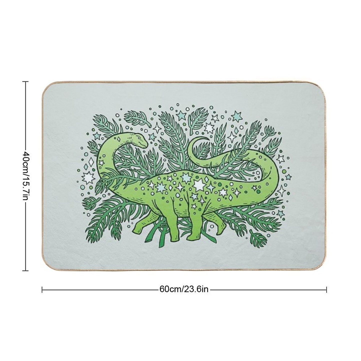 Evergreen Apatosaurus Dinosaur Cosmic Festive Art Anti-Trip Bath Mat