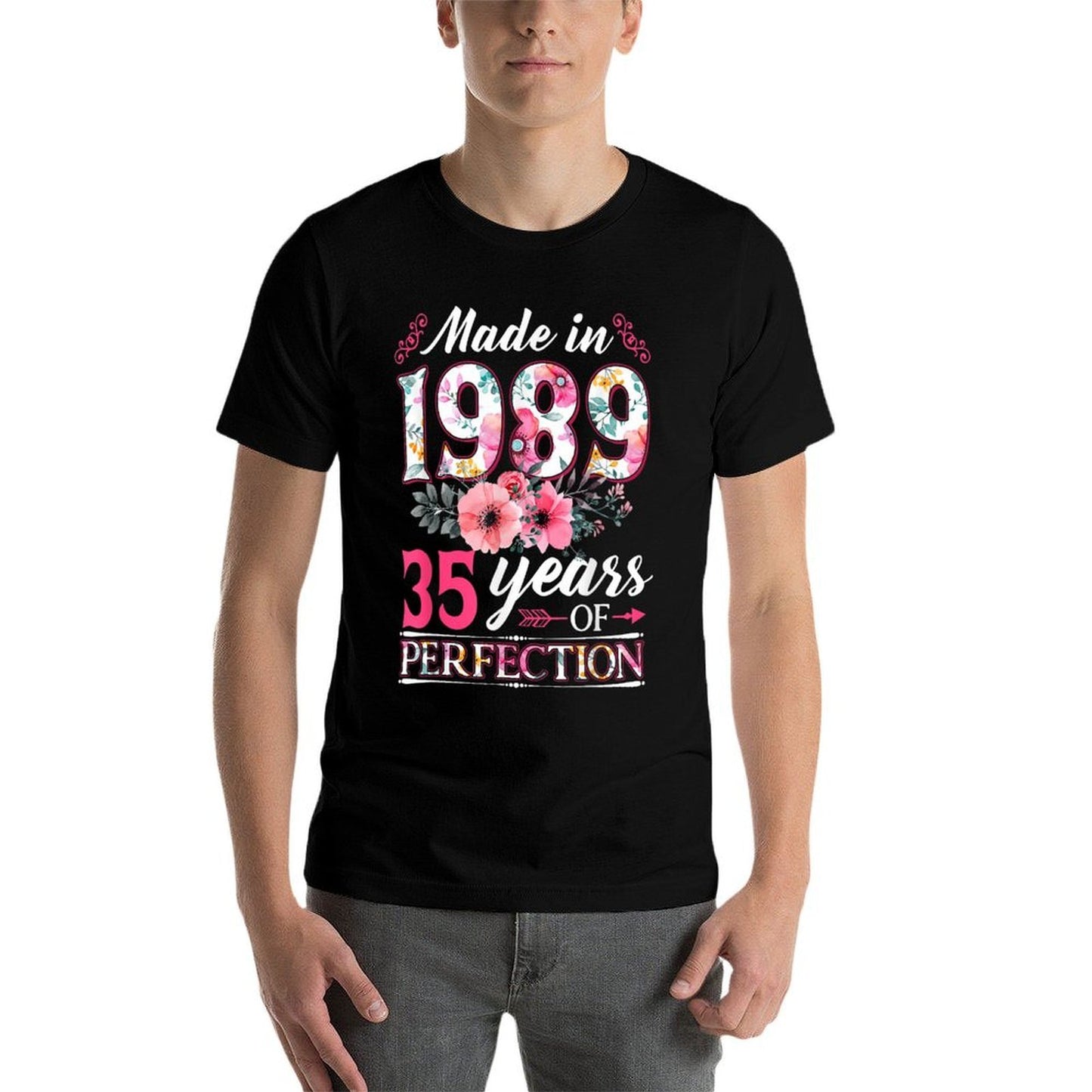 35 Year Old Made In 1989 Floral Flower 35th Birthday Womens Durable T-Shirt