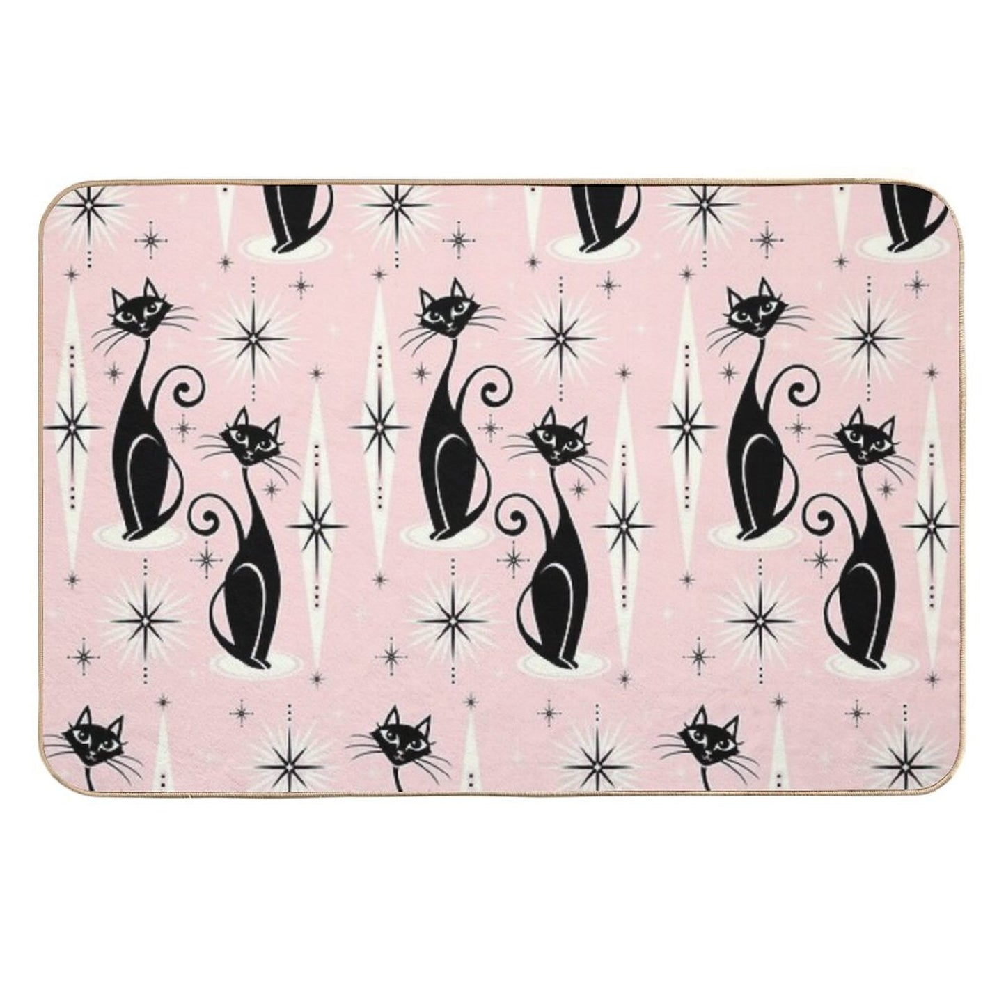 Mid Century Meow Retro Atomic Cats Multi-Purpose Bath Mat