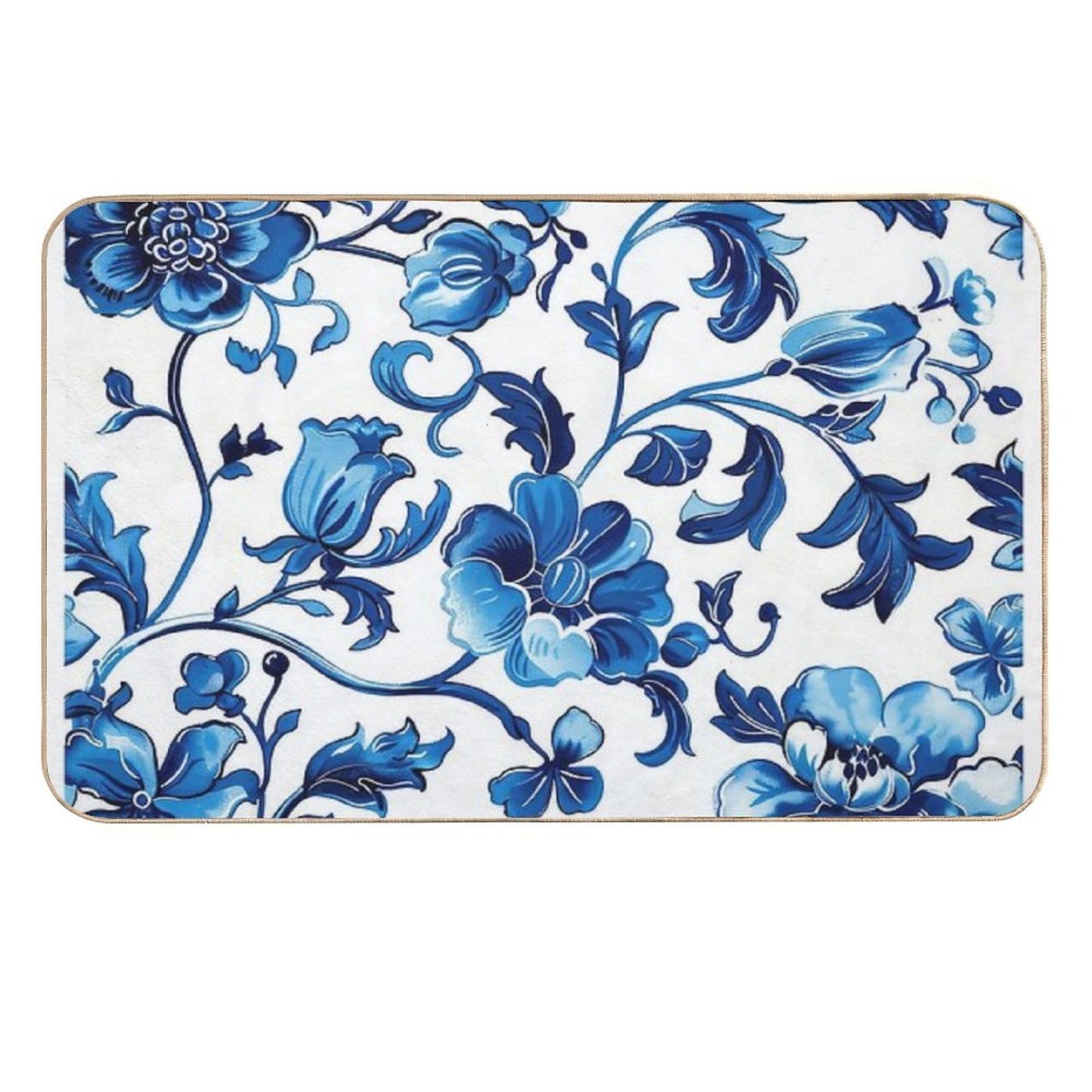 Blue Pattern Stain-Proof Bath Mat
