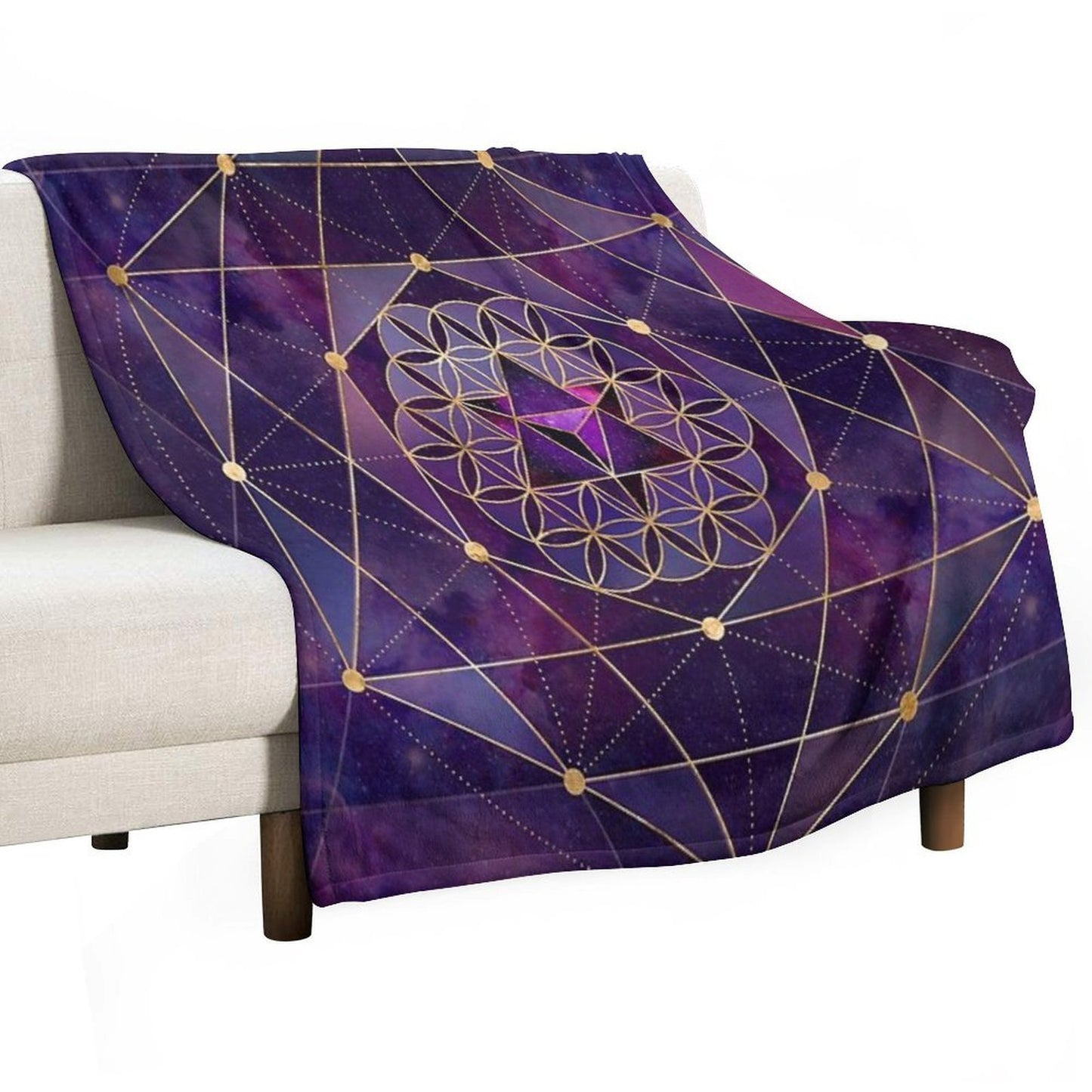 Merkabah in Flower of Life - Sacred Geometry Travel-friendly Throw Blanket