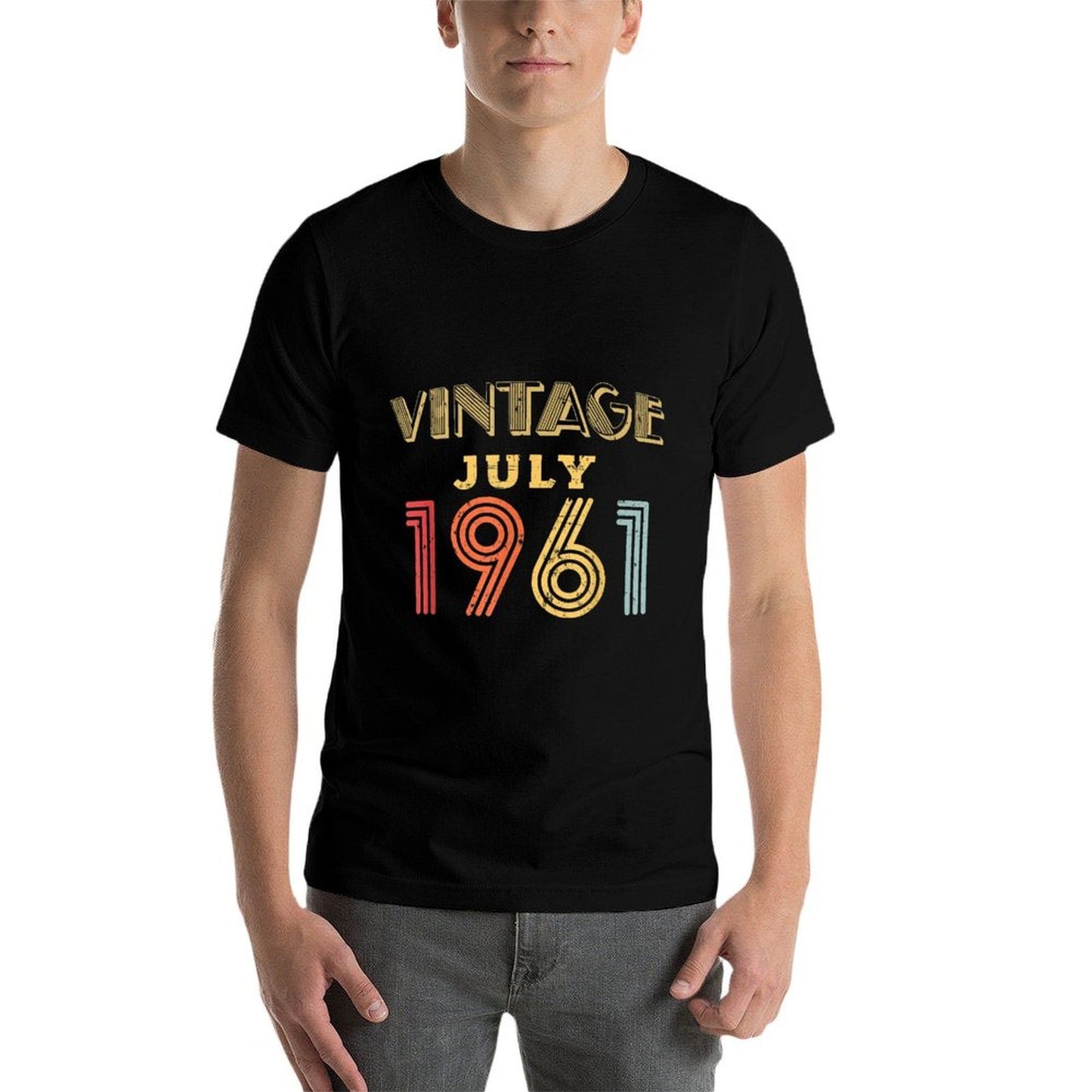 Vintage July 1961 Retro 60 Years Old 60th Birthday Gift High-quality Stitching T-Shirt