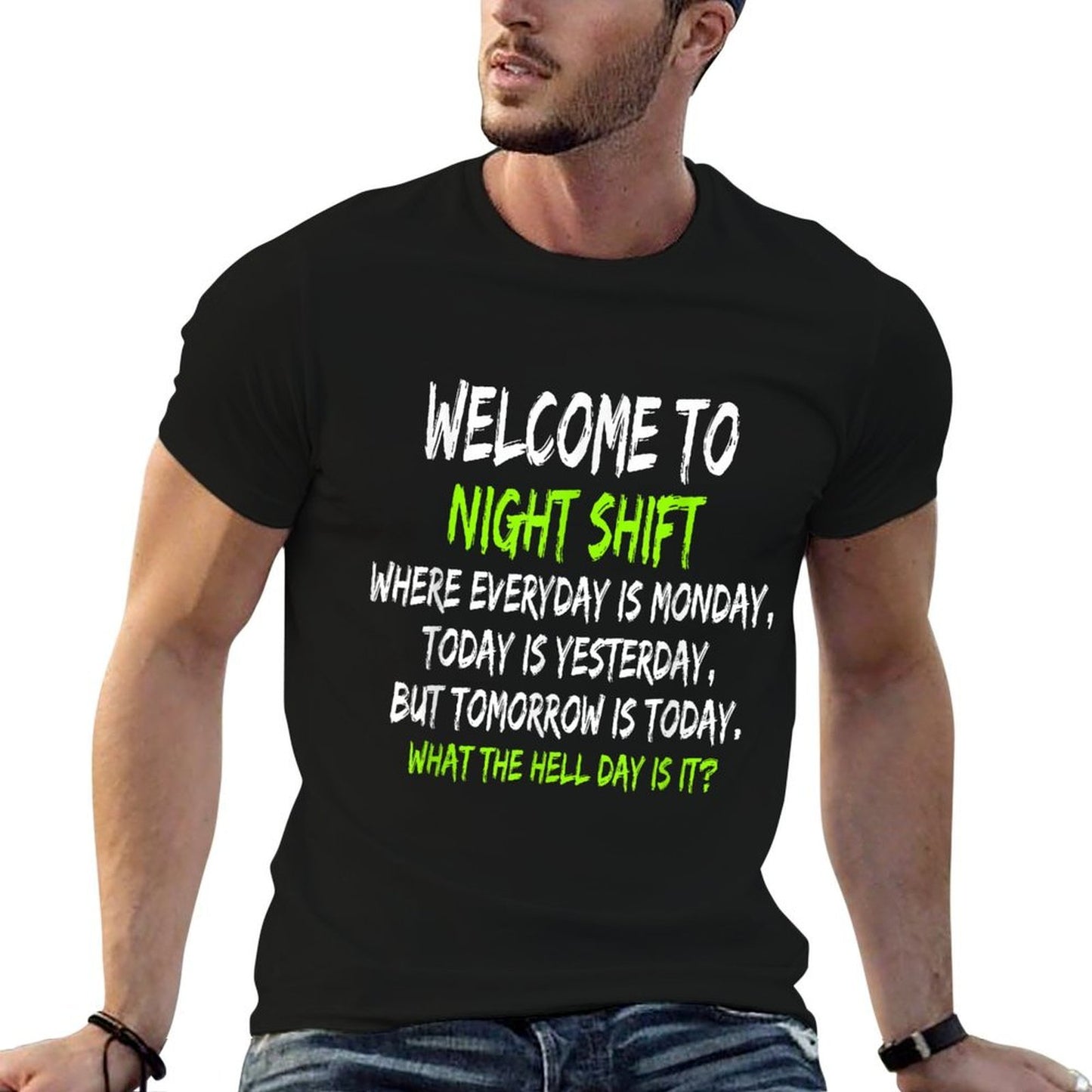 Night Shift Workers, Funny Midnight Shift Summer-ready Fabric T-Shirt