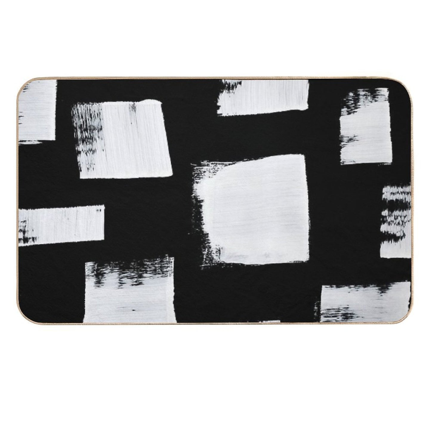 Marshmallows A Minimal Abstract Black And White Square Mudcloth Pattern by Alyssa Hamilton Art Absorbent Bath Mat