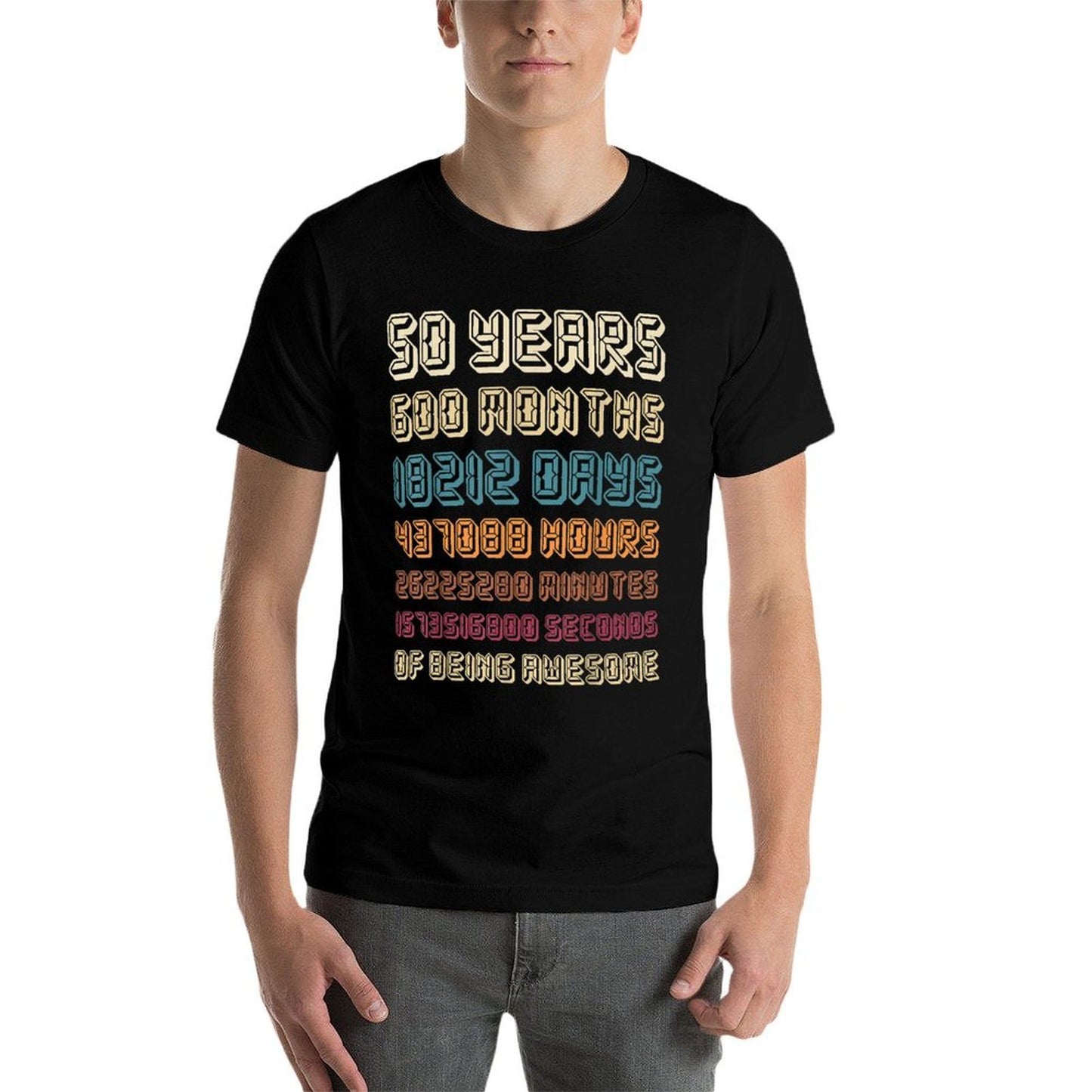 Retro 50 Years 600 Months Of Being Awesome 50th Birthday Stretchy T-Shirt