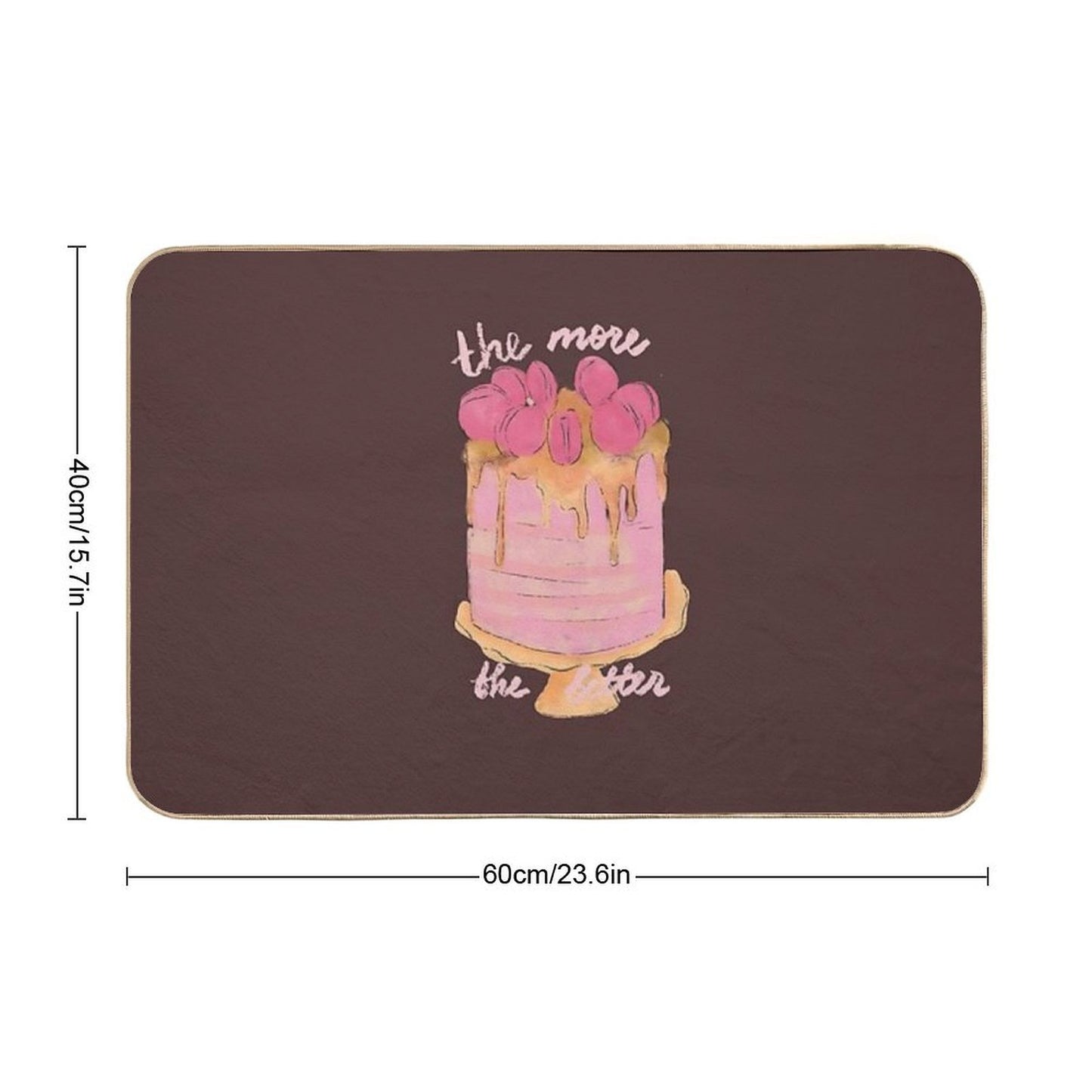 Cute Watercolor Cake in Pink for Sweet Tooth Slip-Resistant Bath Mat