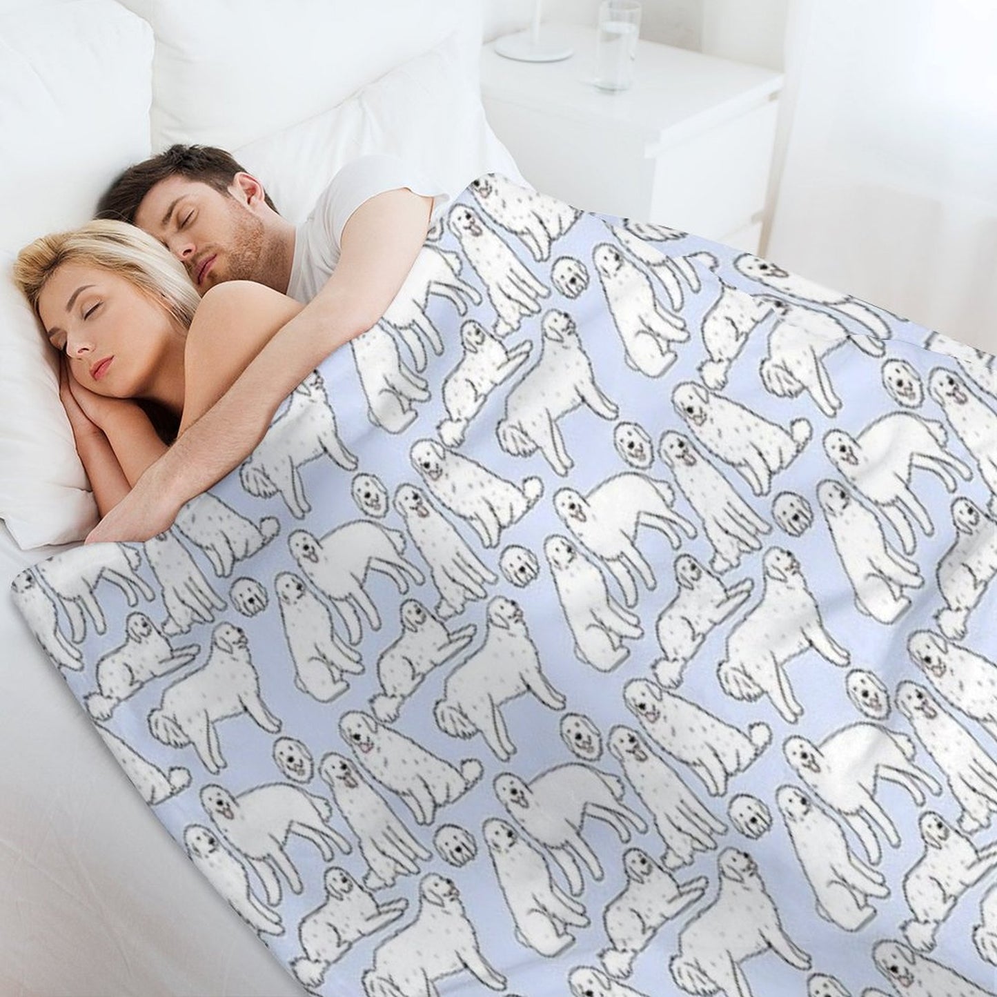 Great Pyrenees Cute Illustration Pattern Quick-dry Throw Blanket
