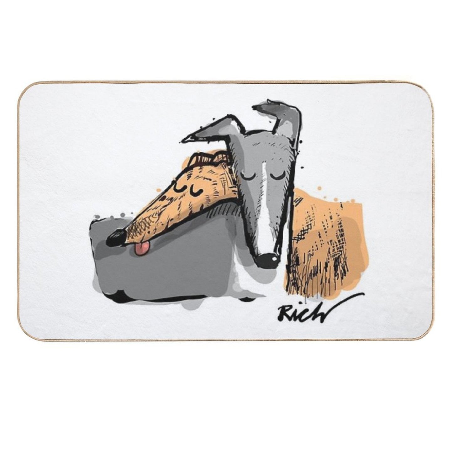 Blue And Brindle Headrest Absorbent Bath Mat