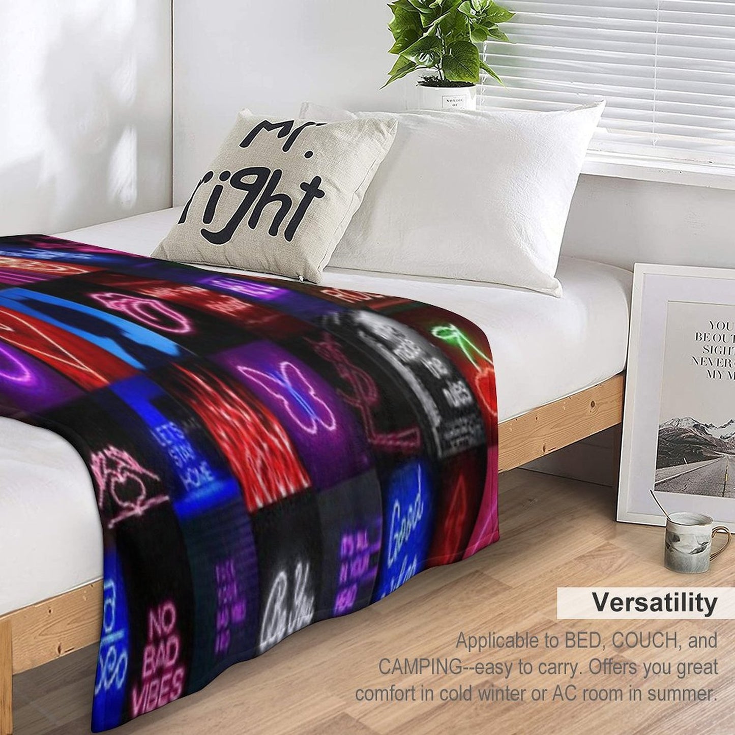 Rainbow Neon Collage Durable Throw Blanket