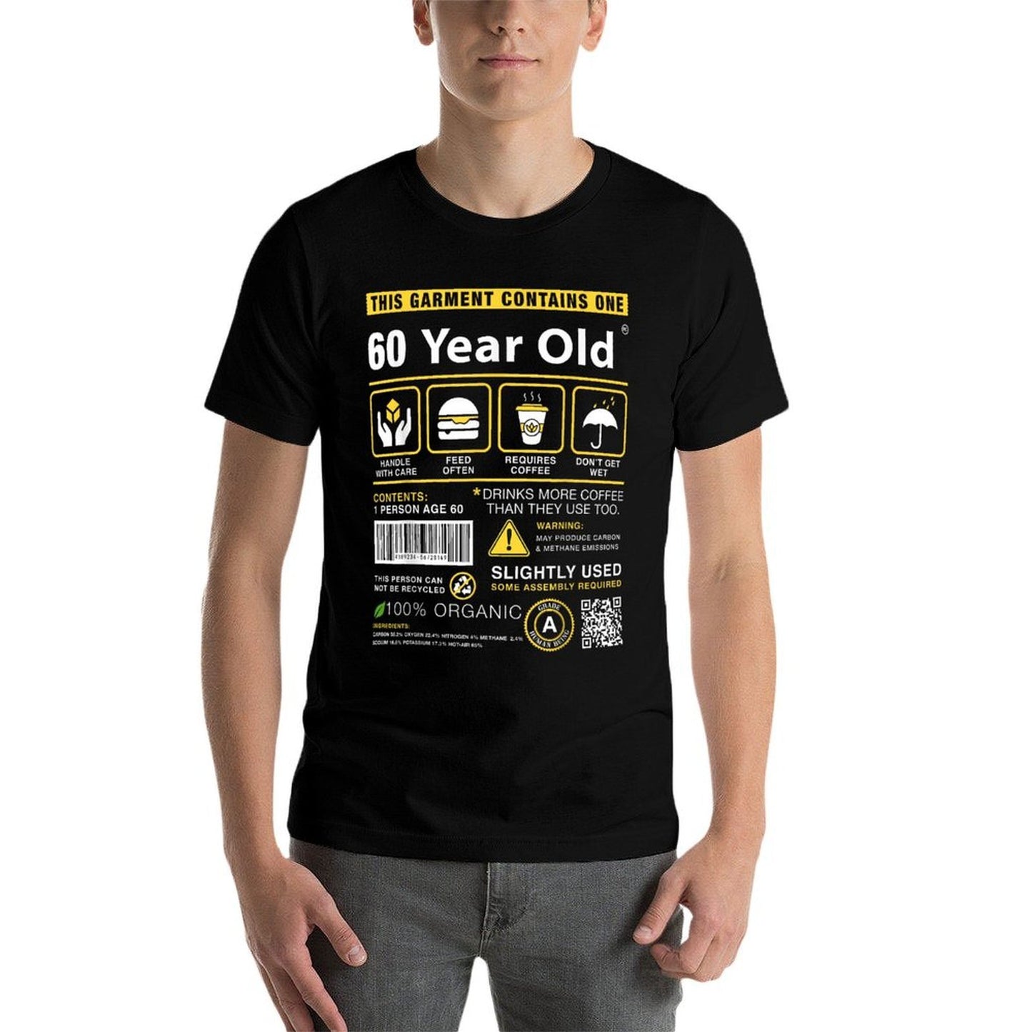 60 Year Old Package Contains Funny 60th Birthday Humor Oversized Silhouette T-Shirt
