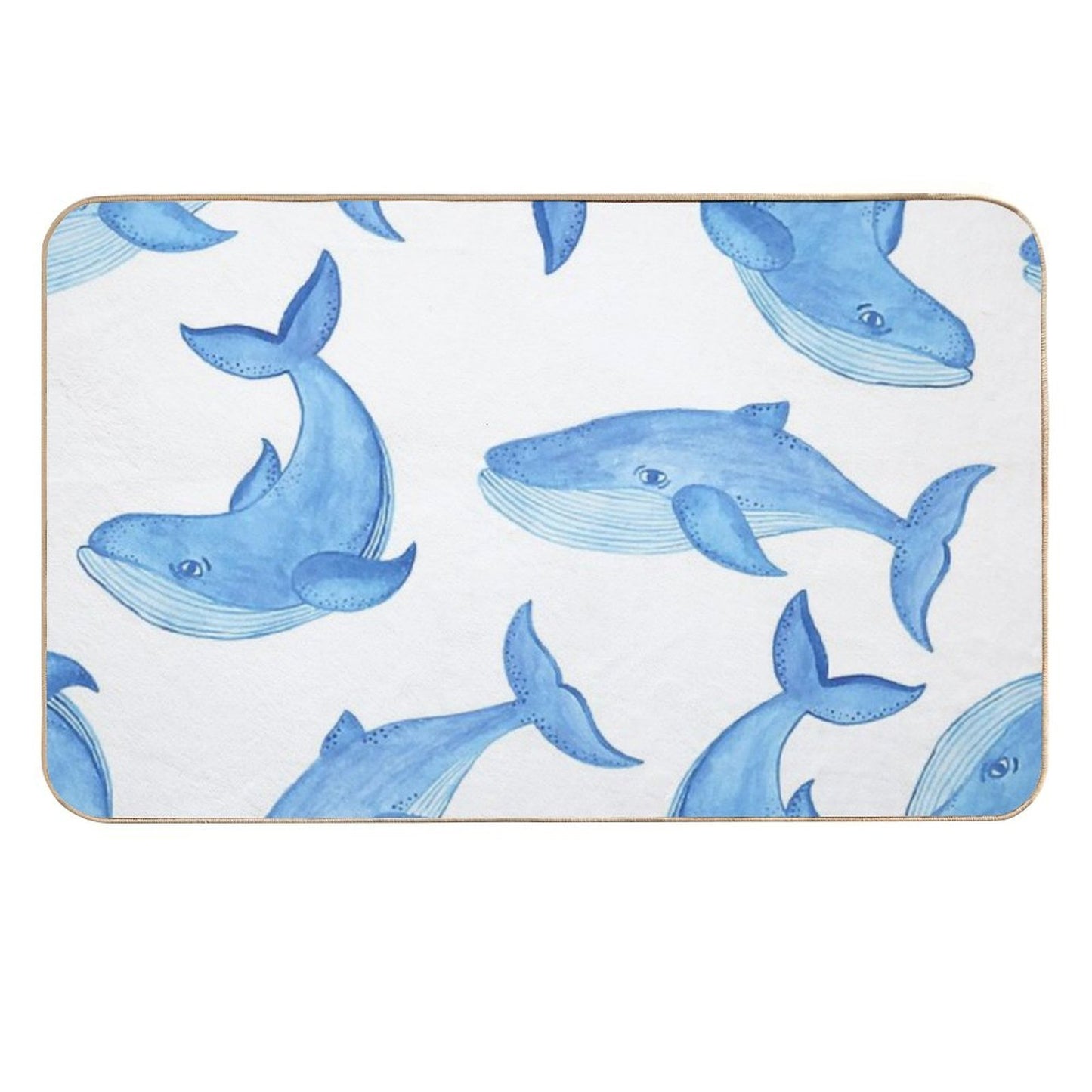 Blue Whales Pattern Dirt-Trapping Bath Mat
