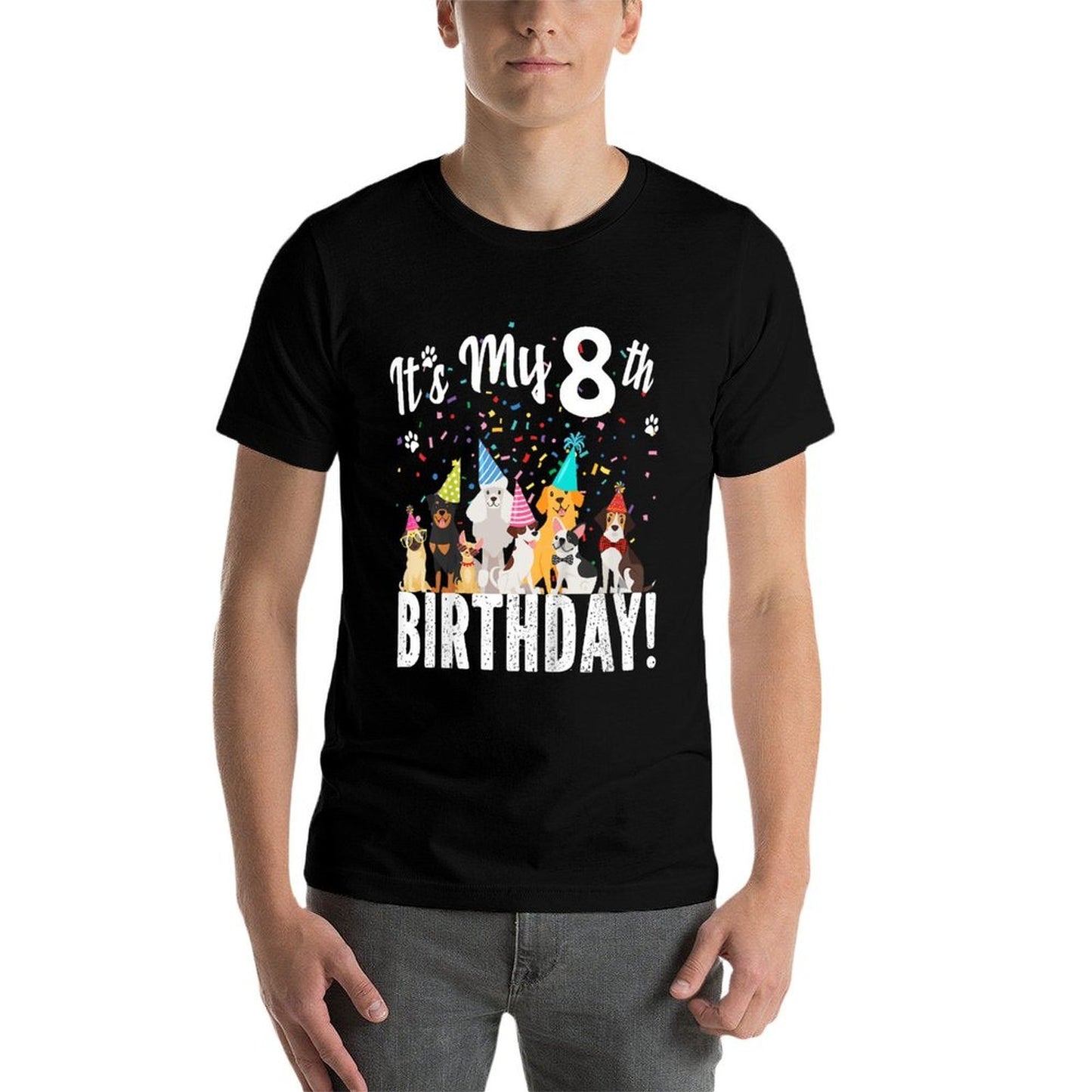 Its My 8th Birthday Shirt Toddler Girl with Dogs (eight) Ribbed Collar T-Shirt