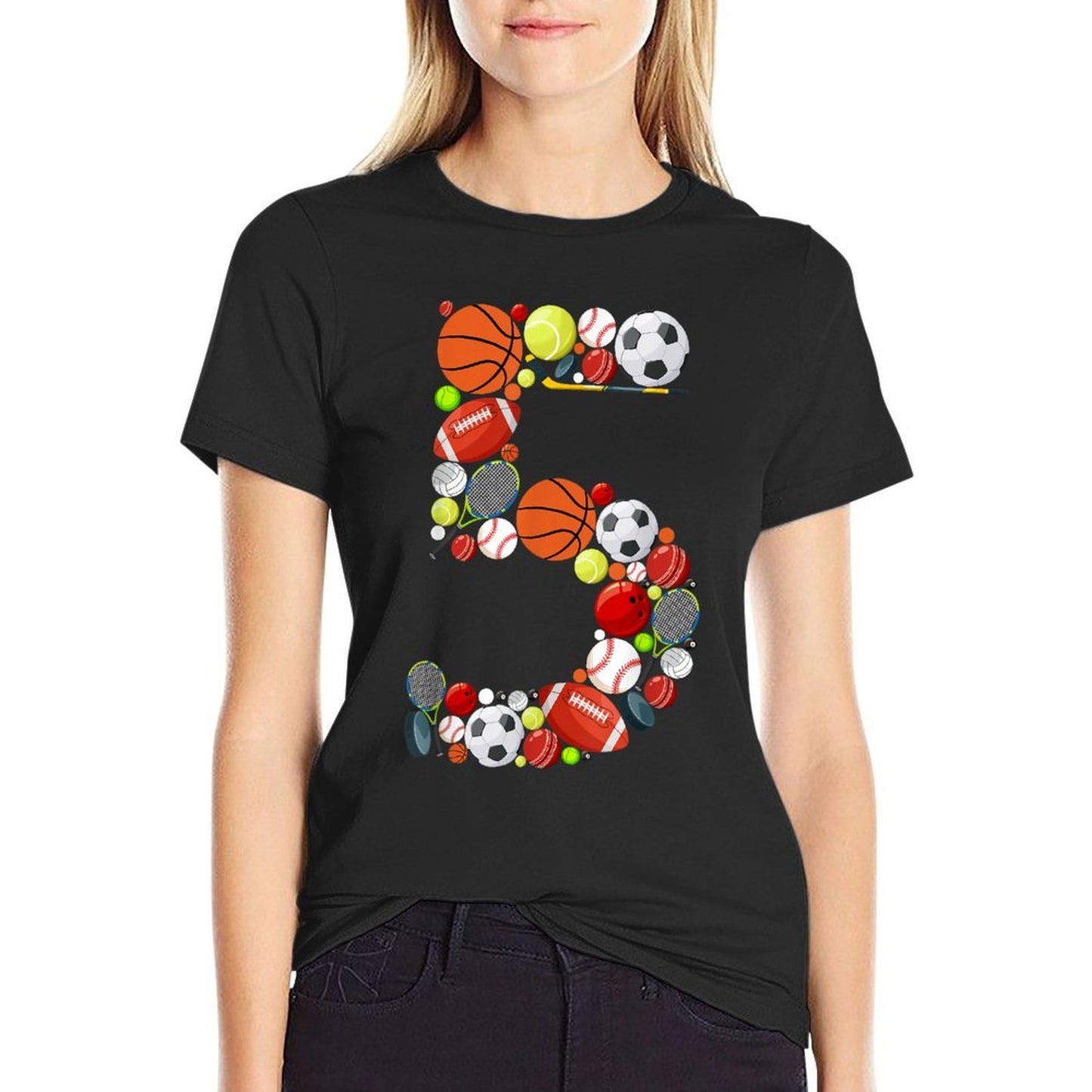 Kids Sports Birthday 5 Year Old 5th Birthday BOY Durable T-Shirt