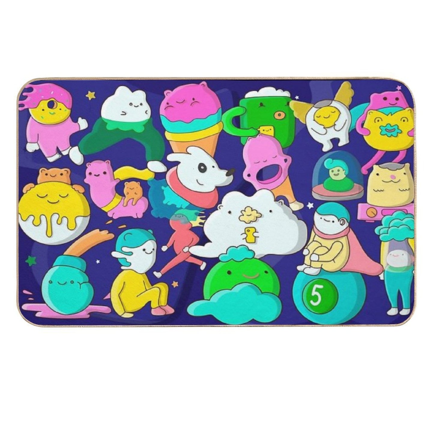 Poster Doodle Cute Monster. Funny Characters. Cartoon Hand Drawn. Eco-Friendly Bath Mat
