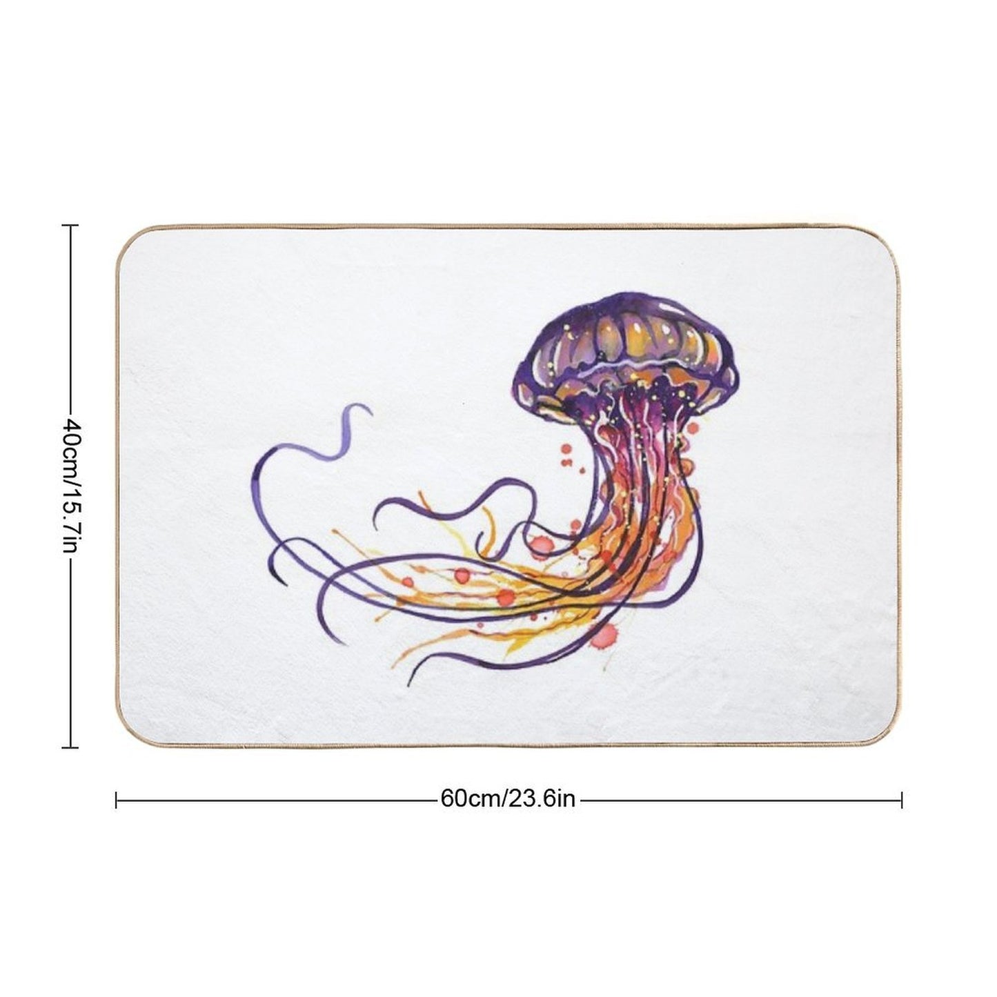 Jellyfish Watercolor Rapid-Drying Bath Mat